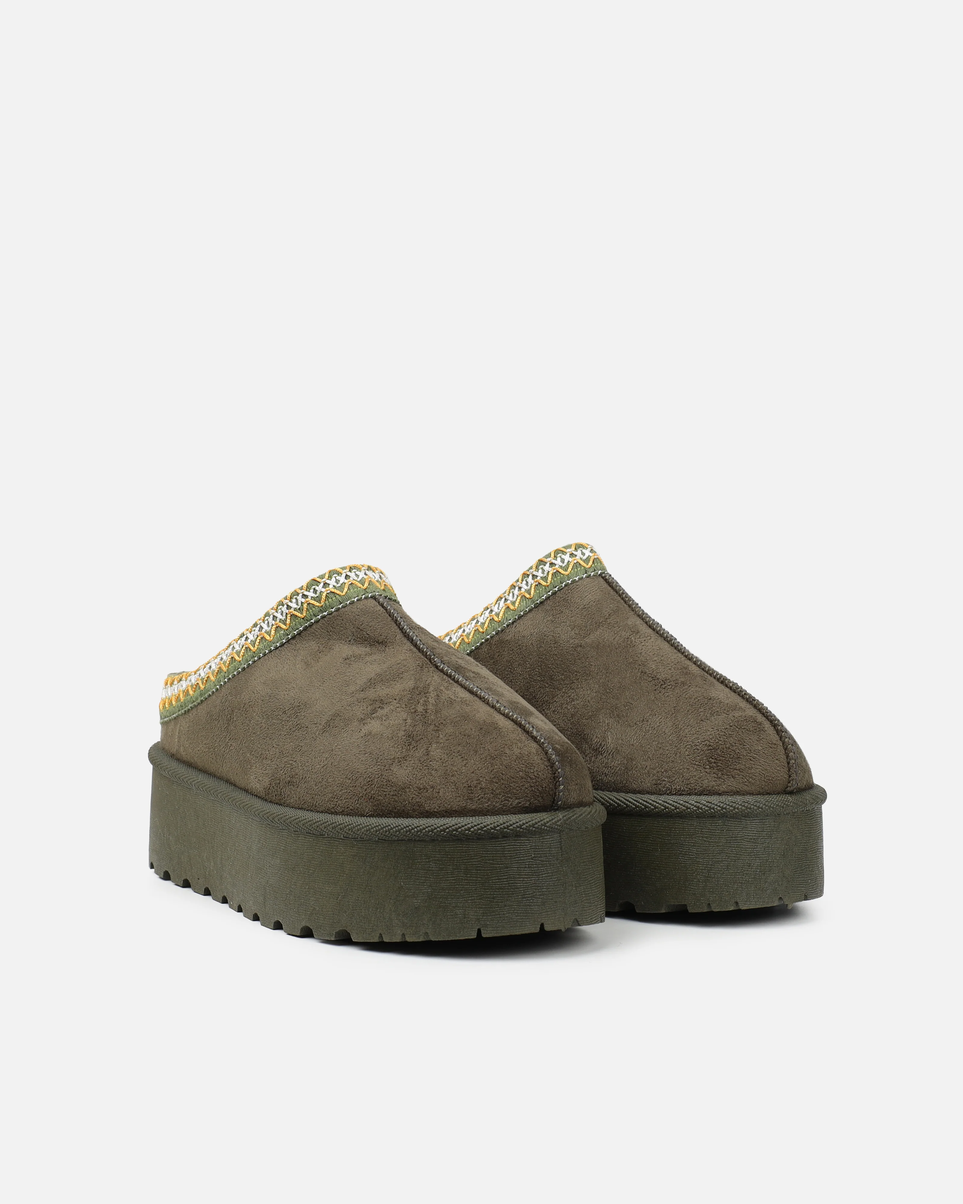 Coko Khaki Faux Suede Flatform - Image 3