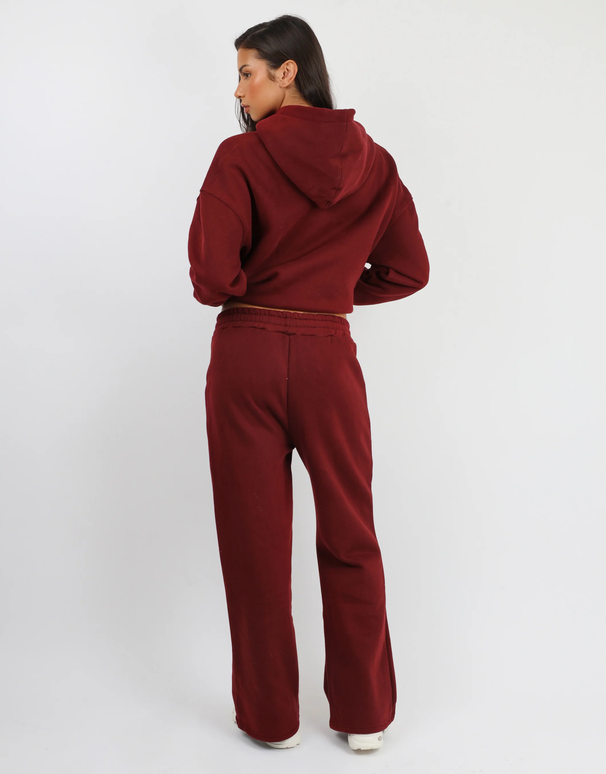 Colby Simmi Studios Varsity Flared Joggers in Cranberry - Image 3