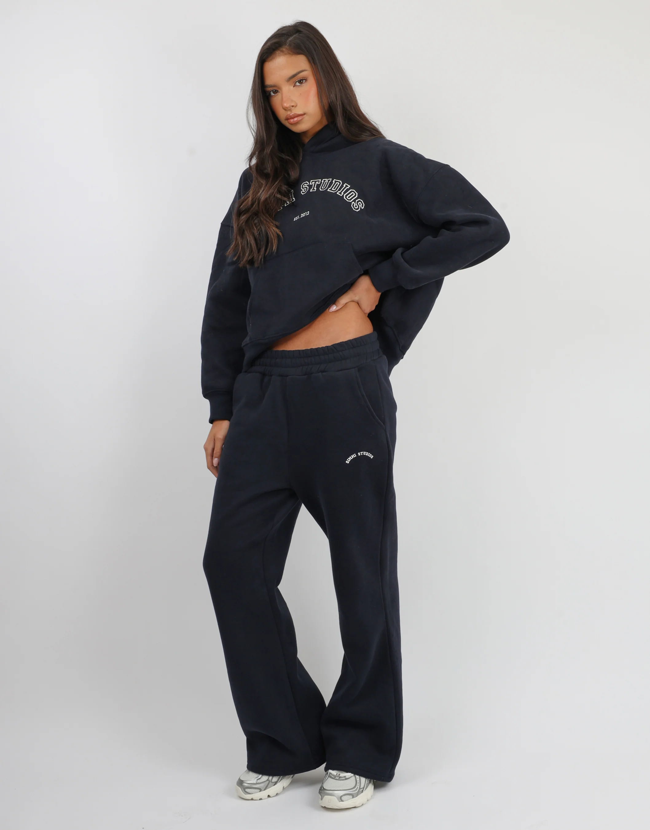 Colby Simmi Studios Varsity Flared Joggers in Oxford Blue - Image 2