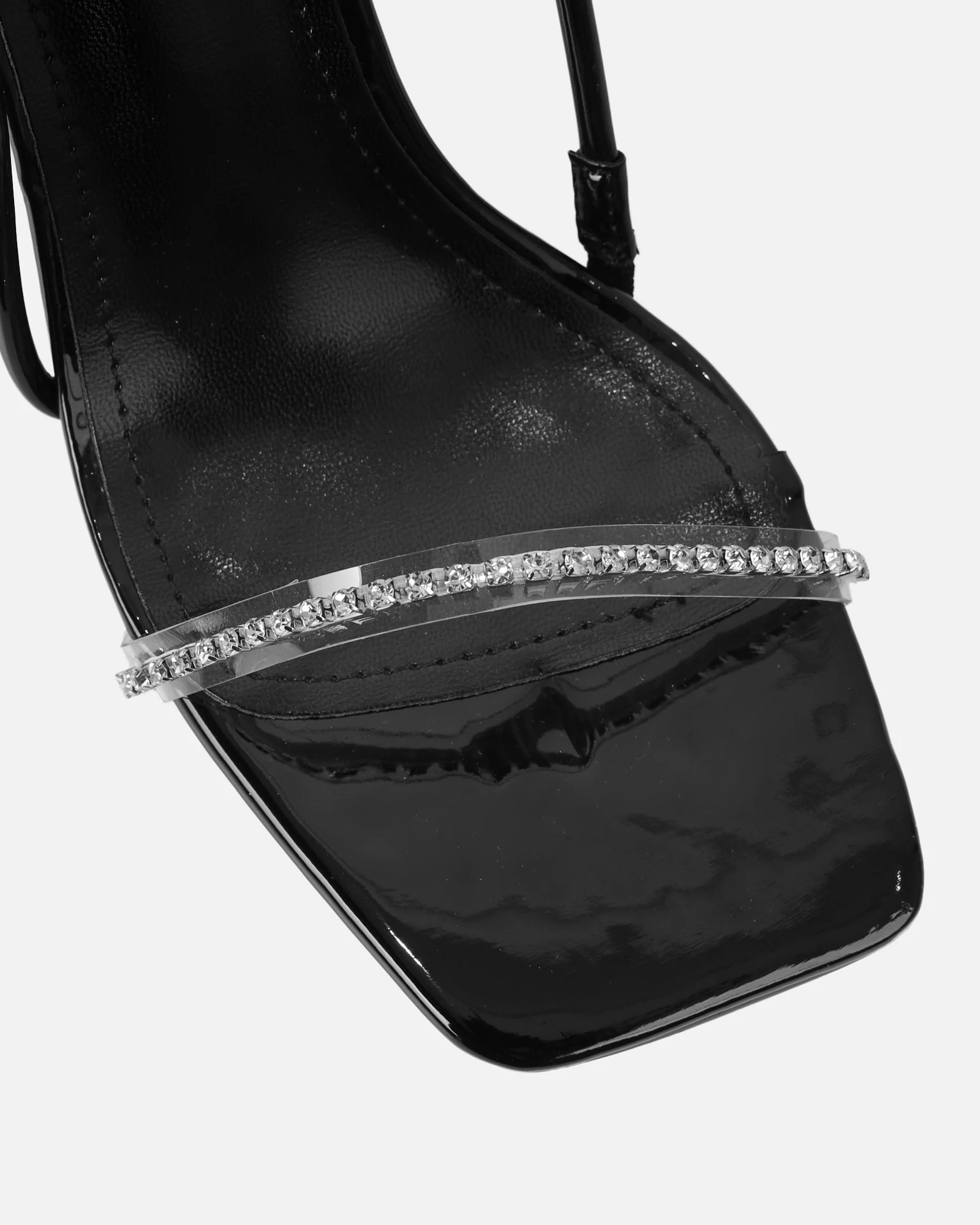 Confetti Black Clear Diamante Mid Heeled Sandals - Image 4