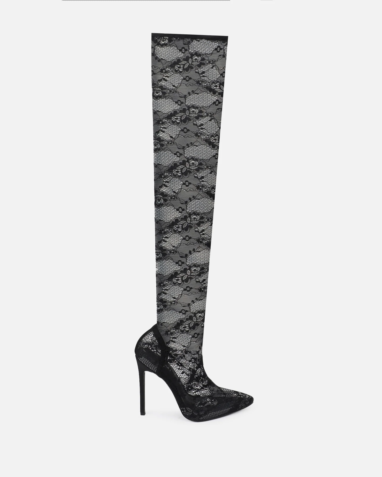 Conny Black Lace Over The Knee Heels - Image 2