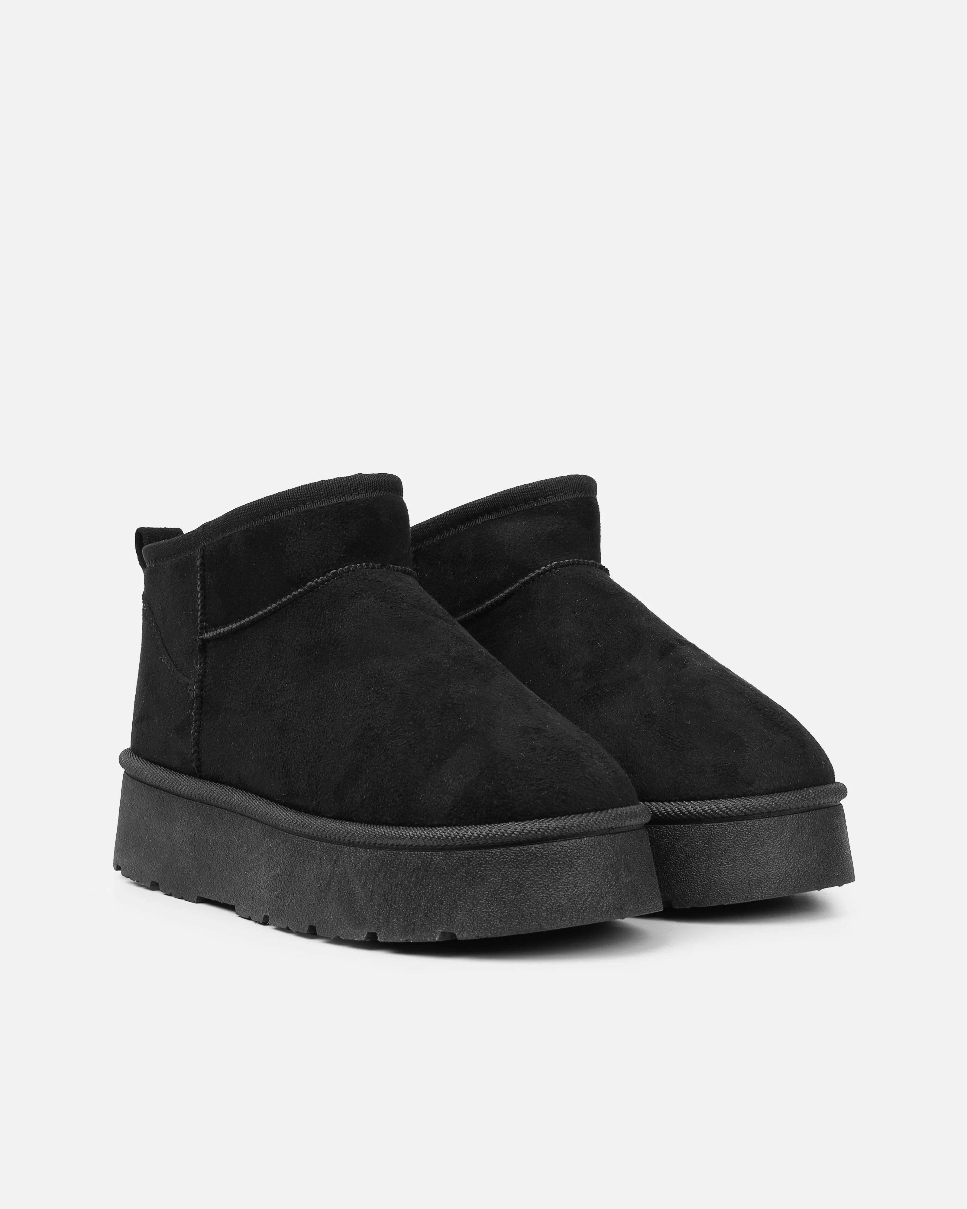 Cori Black Faux Suede Flatform Boots - Image 3