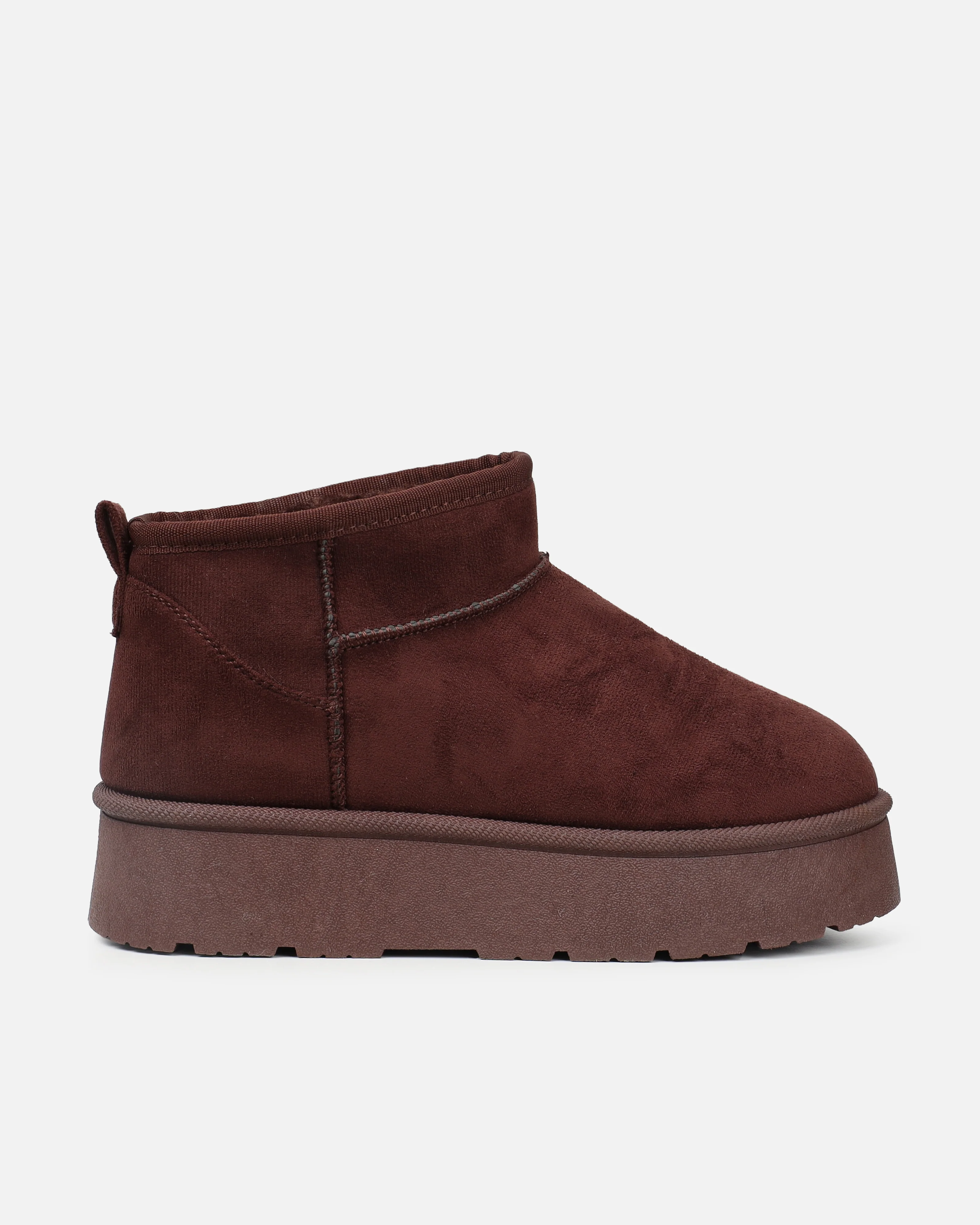 Cori Chocolate Faux Suede Flatform Boots - Image 2