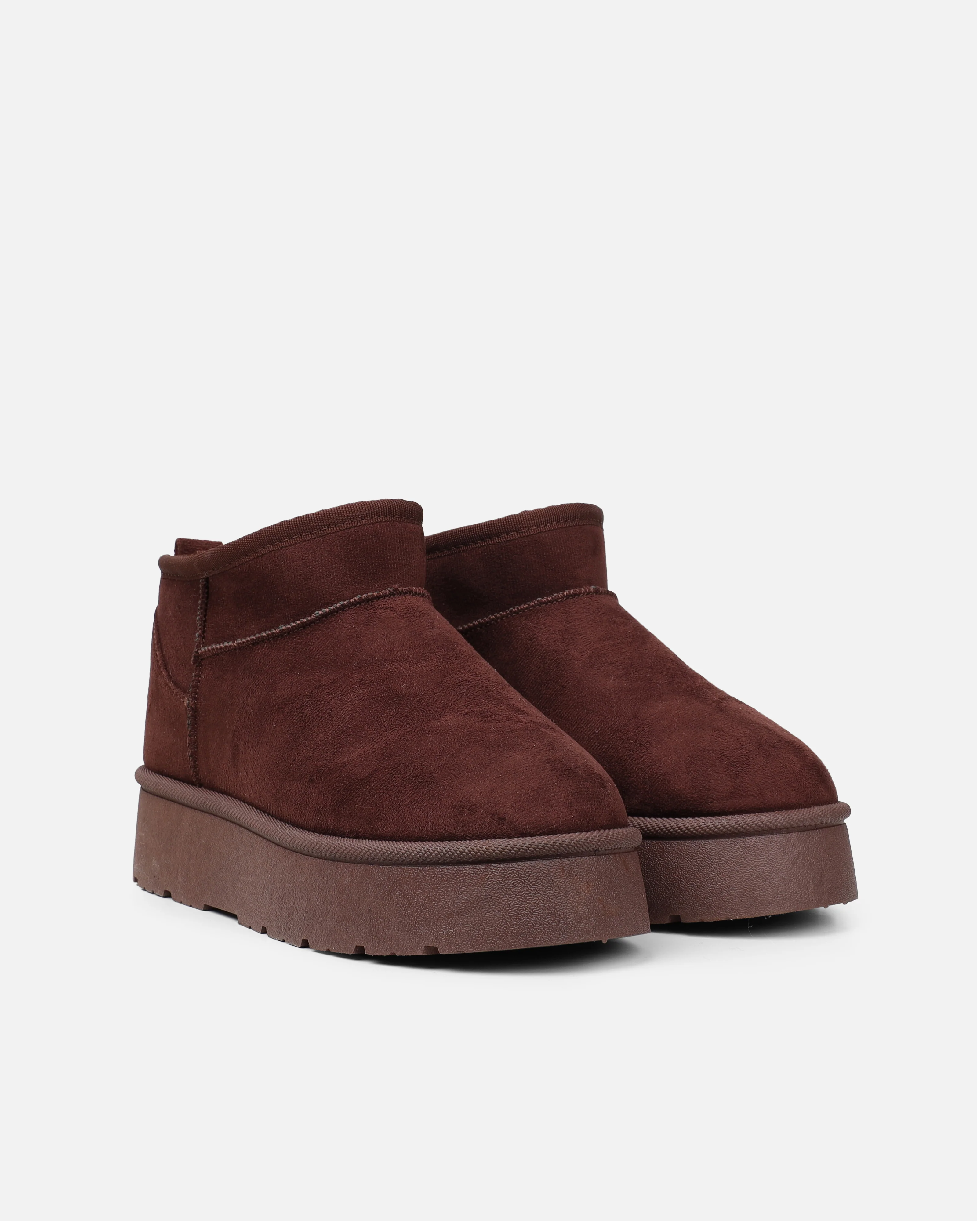 Cori Chocolate Faux Suede Flatform Boots - Image 3