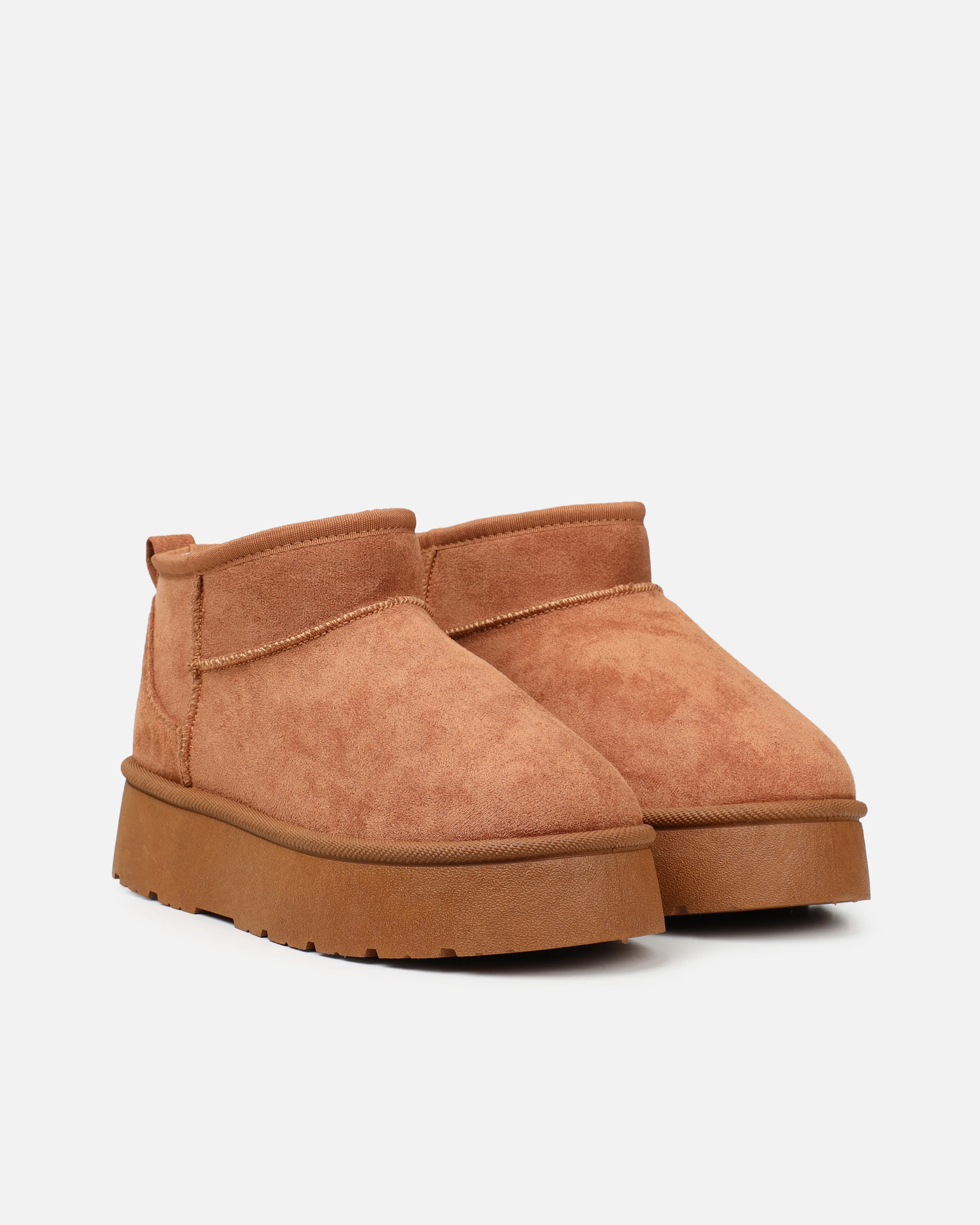 Cori Tan Faux Suede Flatform Boots - Image 3