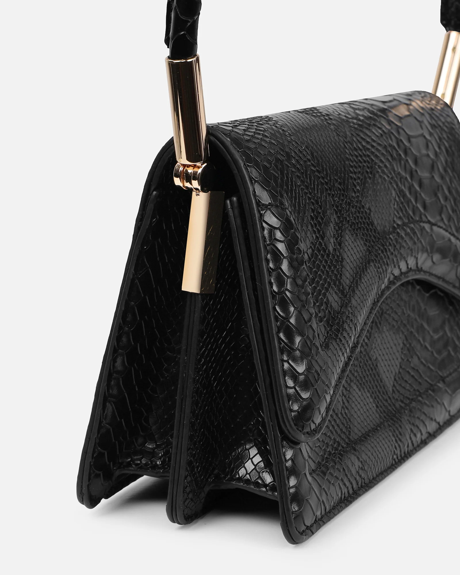 Corinna Black Snake Effect Mini Shoulder Bag - Image 2