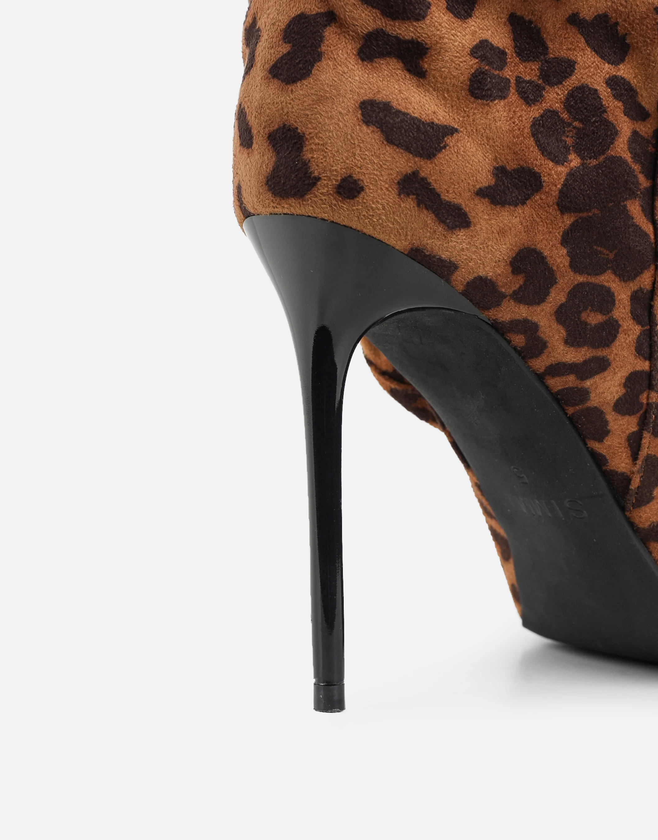 Cotton Leopard Suede Ruched Heeled Boots - Image 3