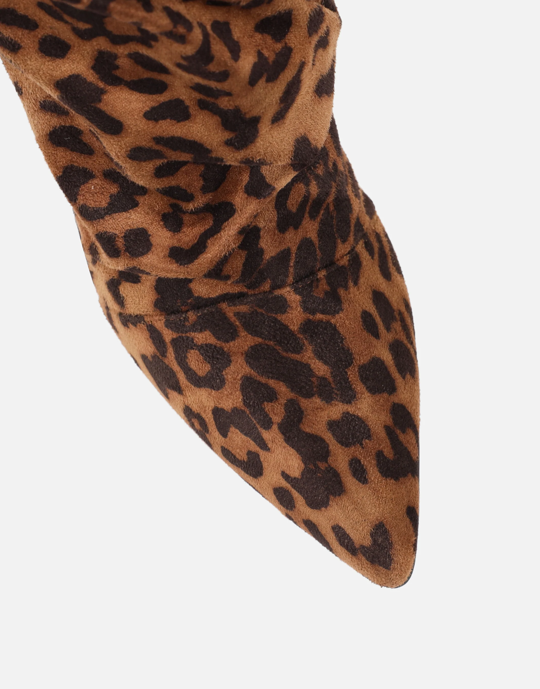 Cotton Leopard Suede Ruched Heeled Boots - Image 4