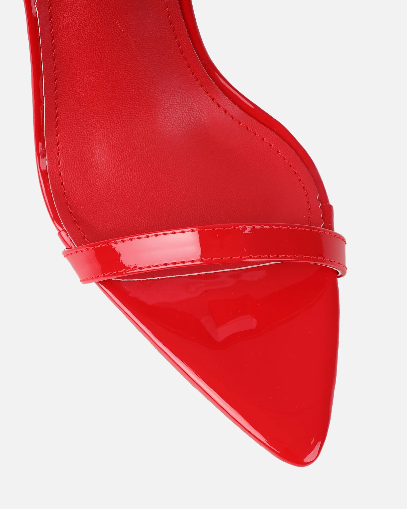 Dafni Red Patent Padlock Detail Heeled Sandals - Image 4