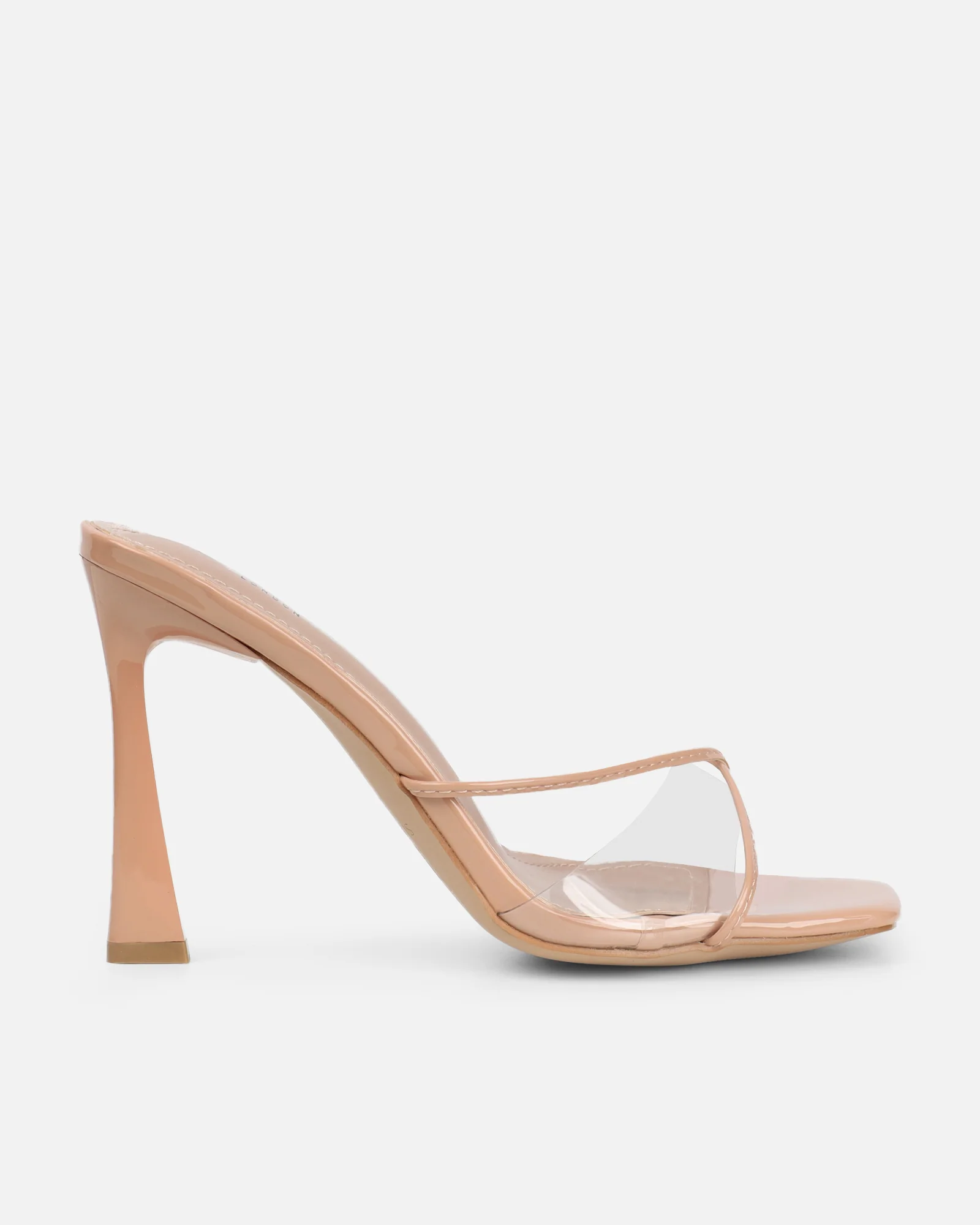 Daisha Nude Patent Clear Heeled Sandals - Image 2