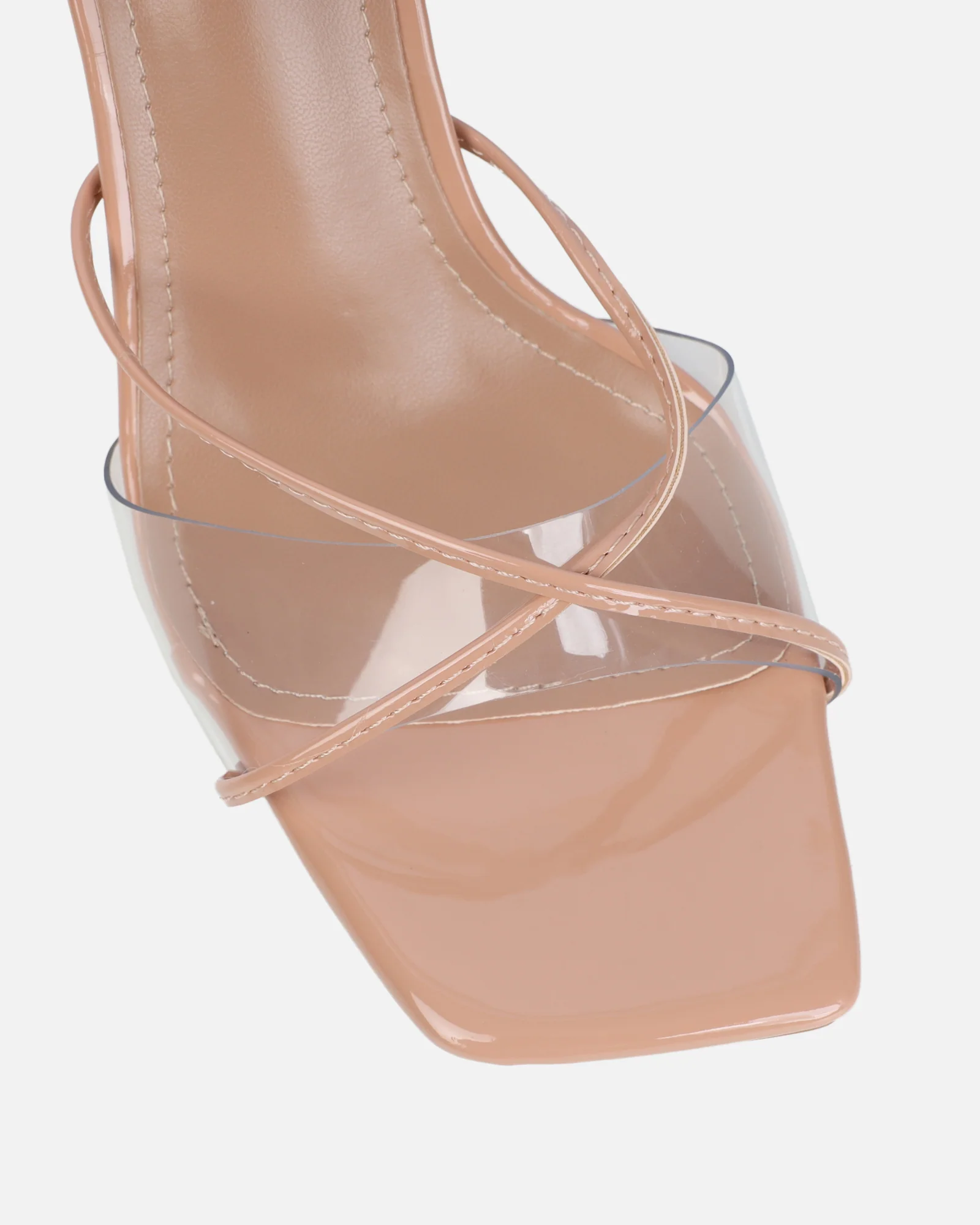 Daisha Nude Patent Clear Heeled Sandals - Image 4