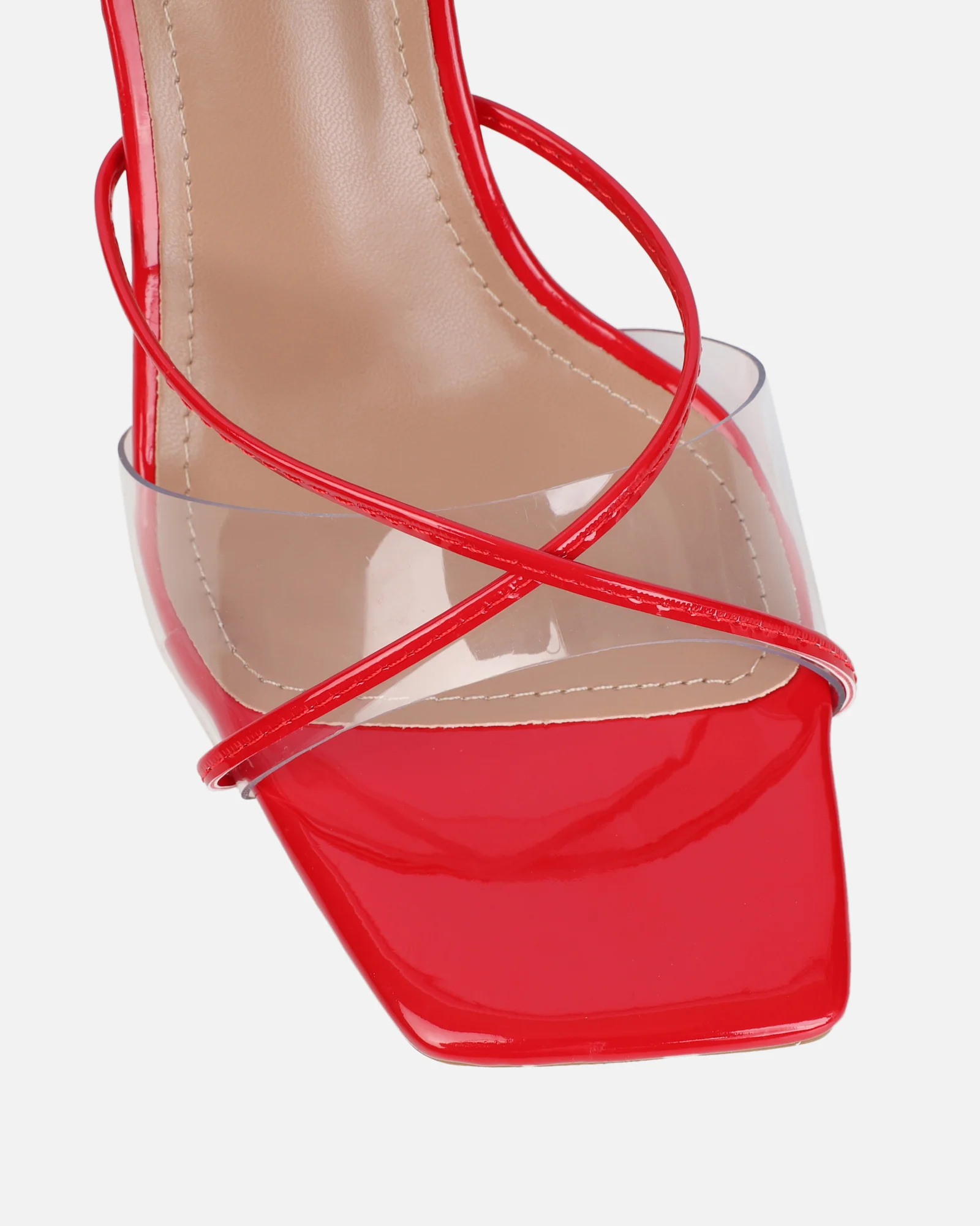 Daisha Red Patent Clear Heeled Sandals - Image 4