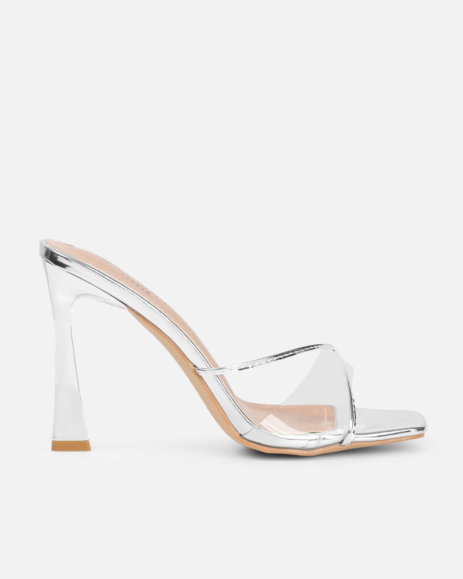 Daisha Silver Mirror Clear Heeled Sandals - Image 2