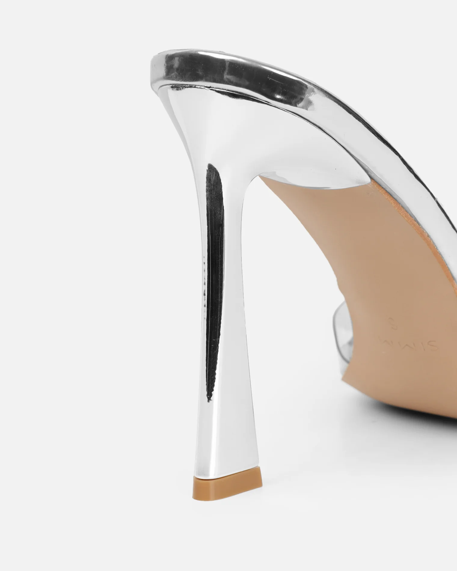 Daisha Silver Mirror Clear Heeled Sandals - Image 3