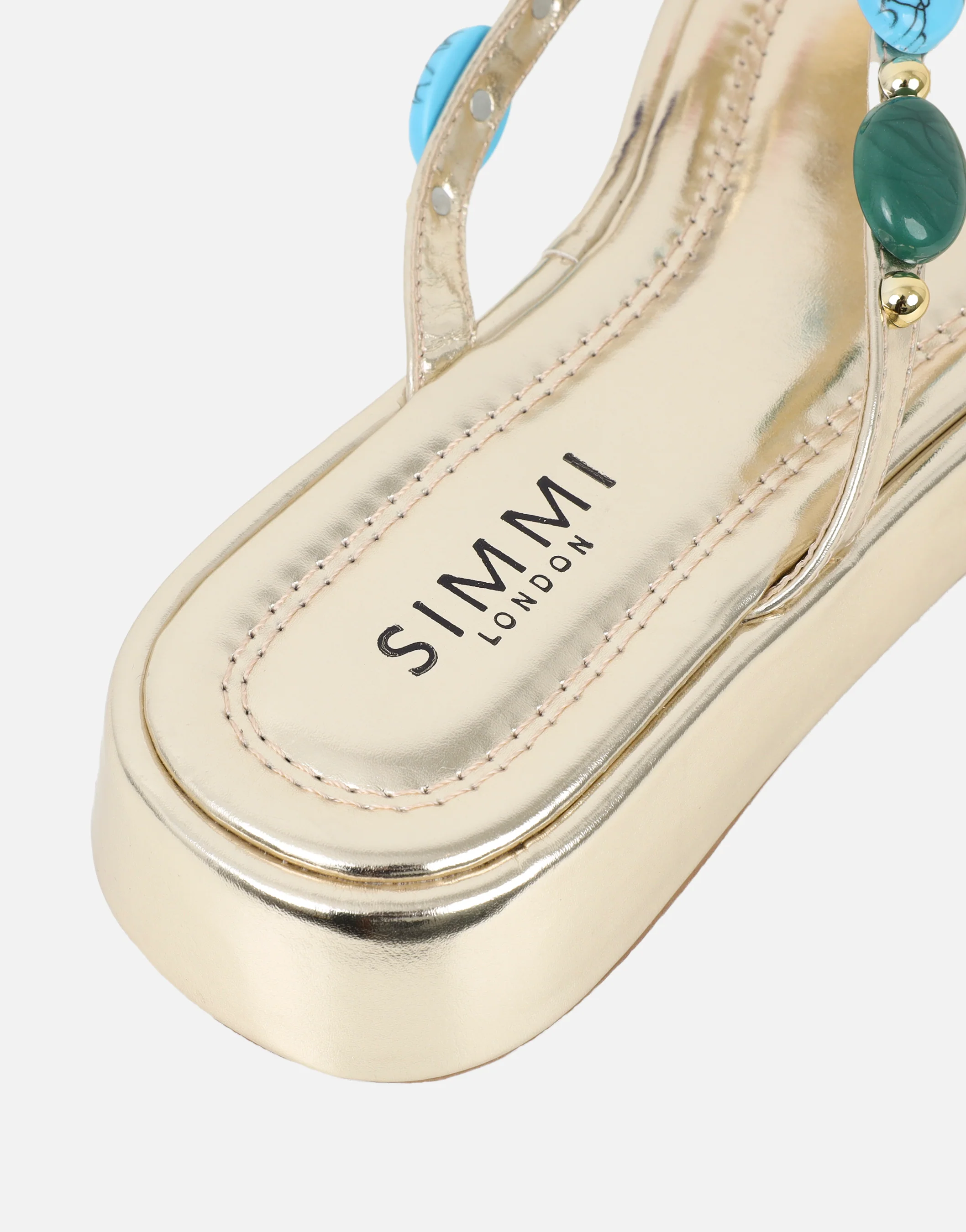 Daisy Gold Metallic Embellished Flatform Sandals - Image 3