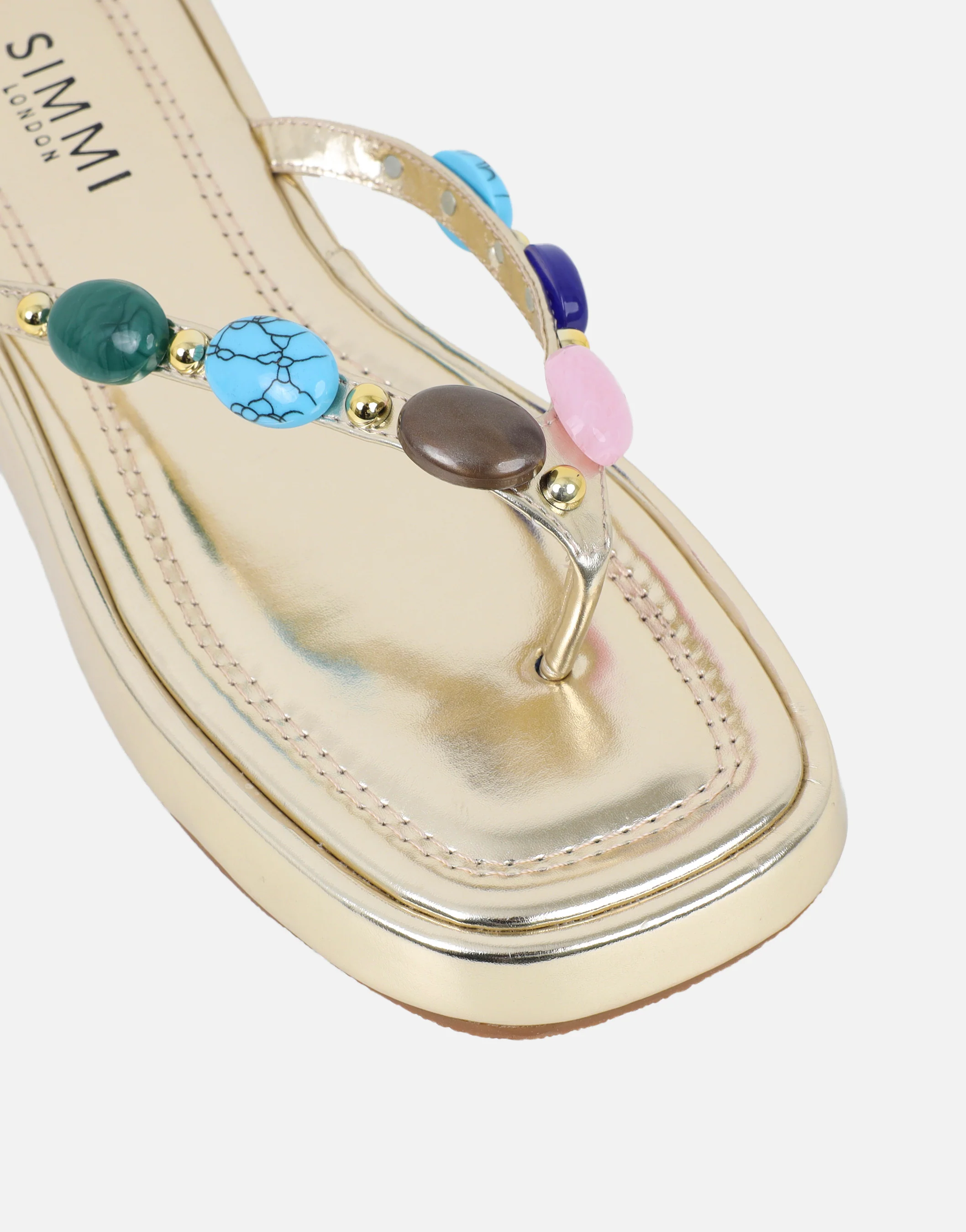 Daisy Gold Metallic Embellished Flatform Sandals - Image 4