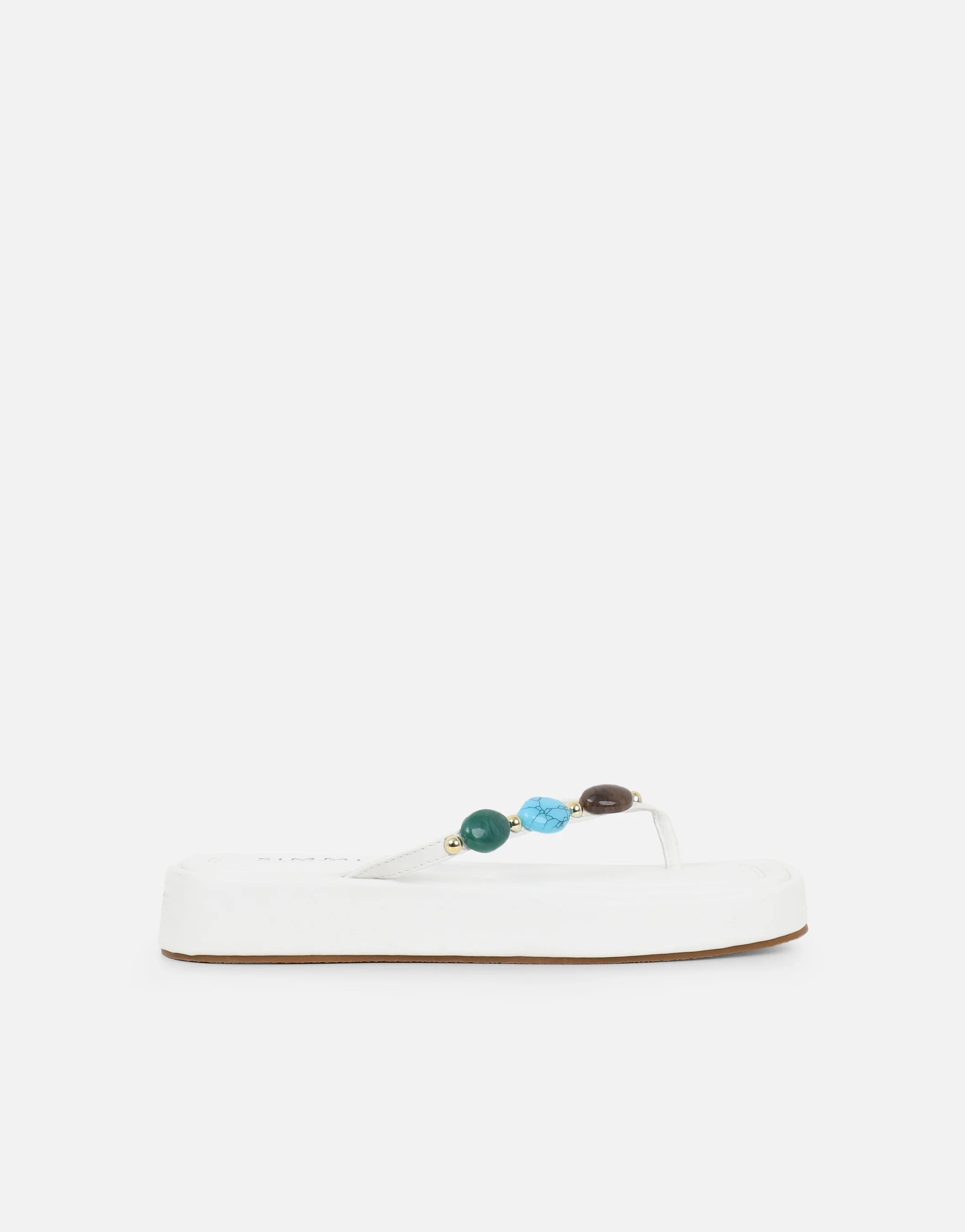 Daisy White Embellished Flatform Sandals - Image 3