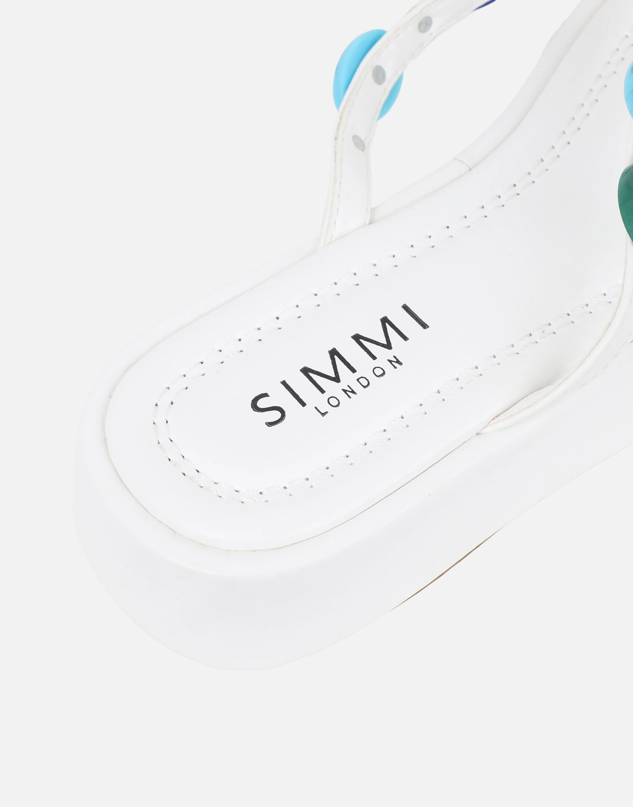 Daisy White Embellished Flatform Sandals - Image 4