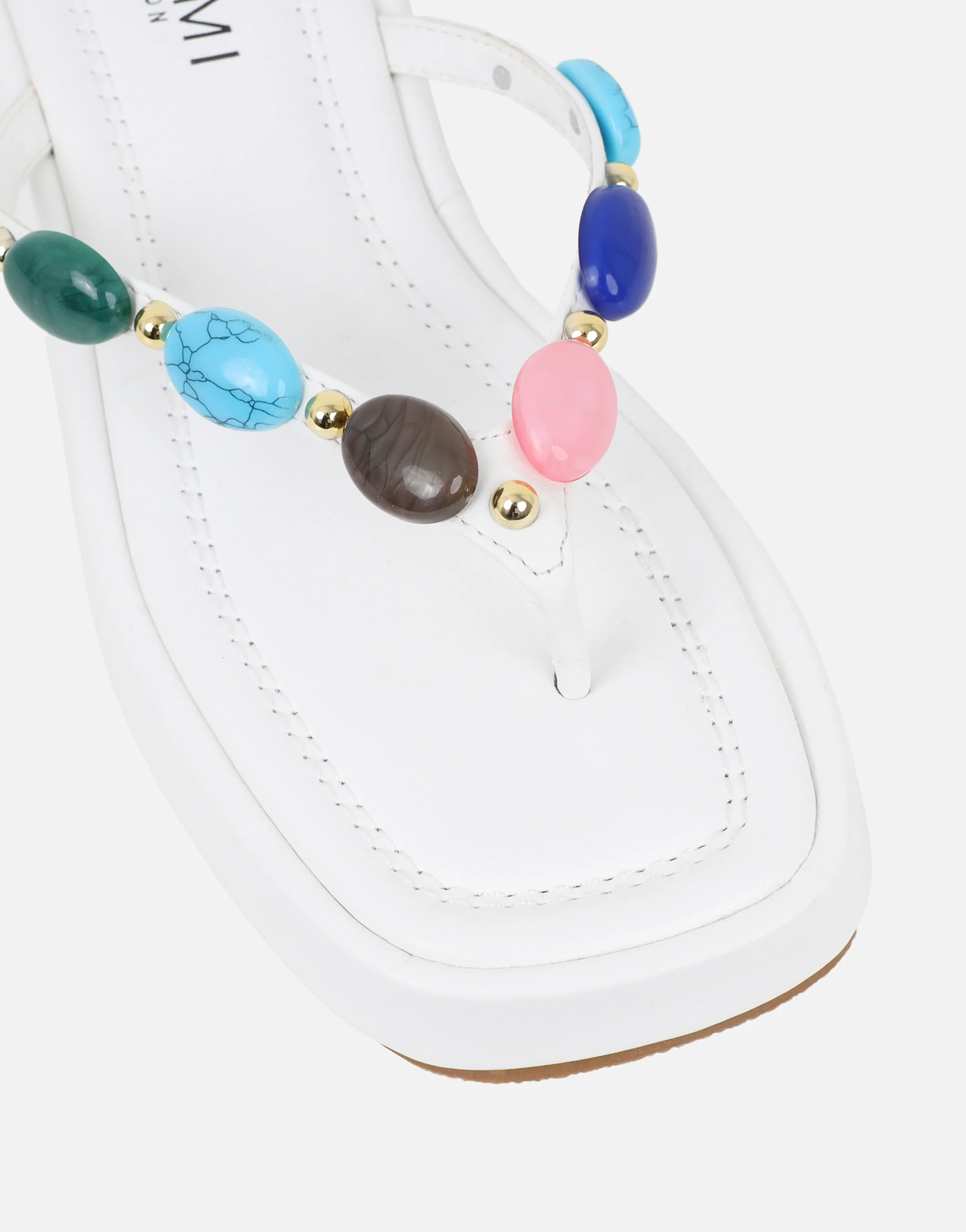Daisy White Embellished Flatform Sandals - Image 5