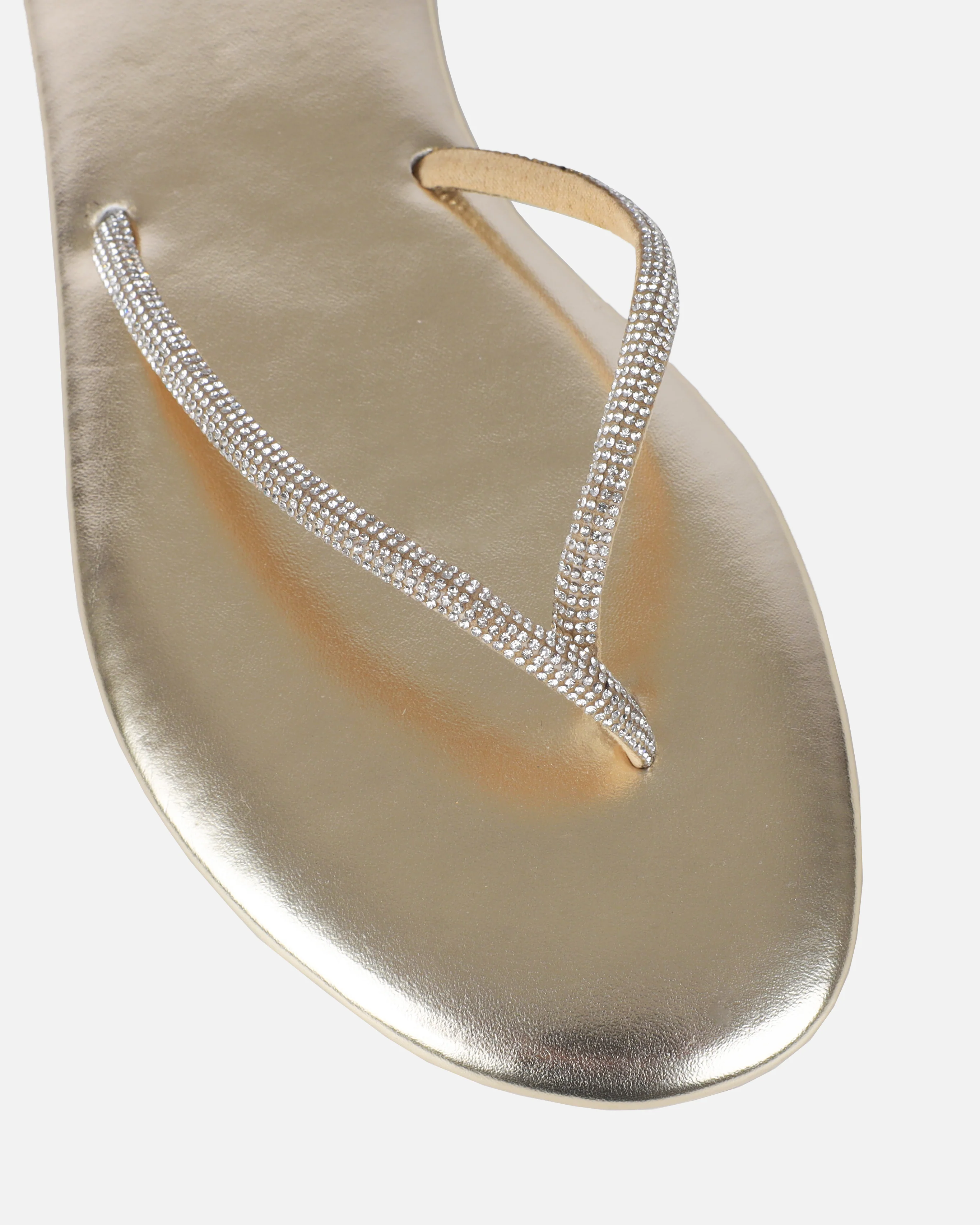 Dakoa Gold Metallic Evil Eye Charm Flat Sandals - Image 4
