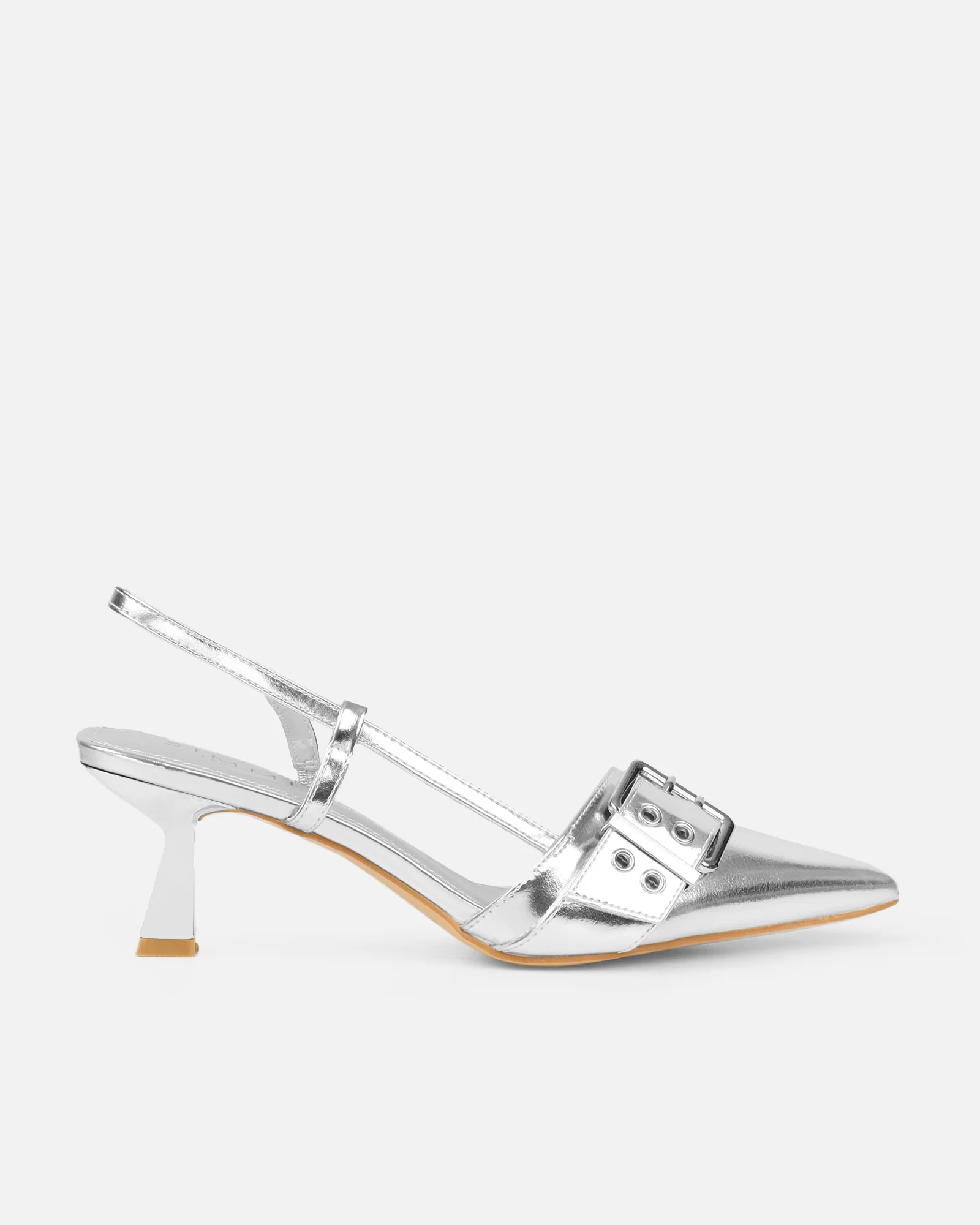 Dala Silver Metallic Low Court Shoes - Image 2