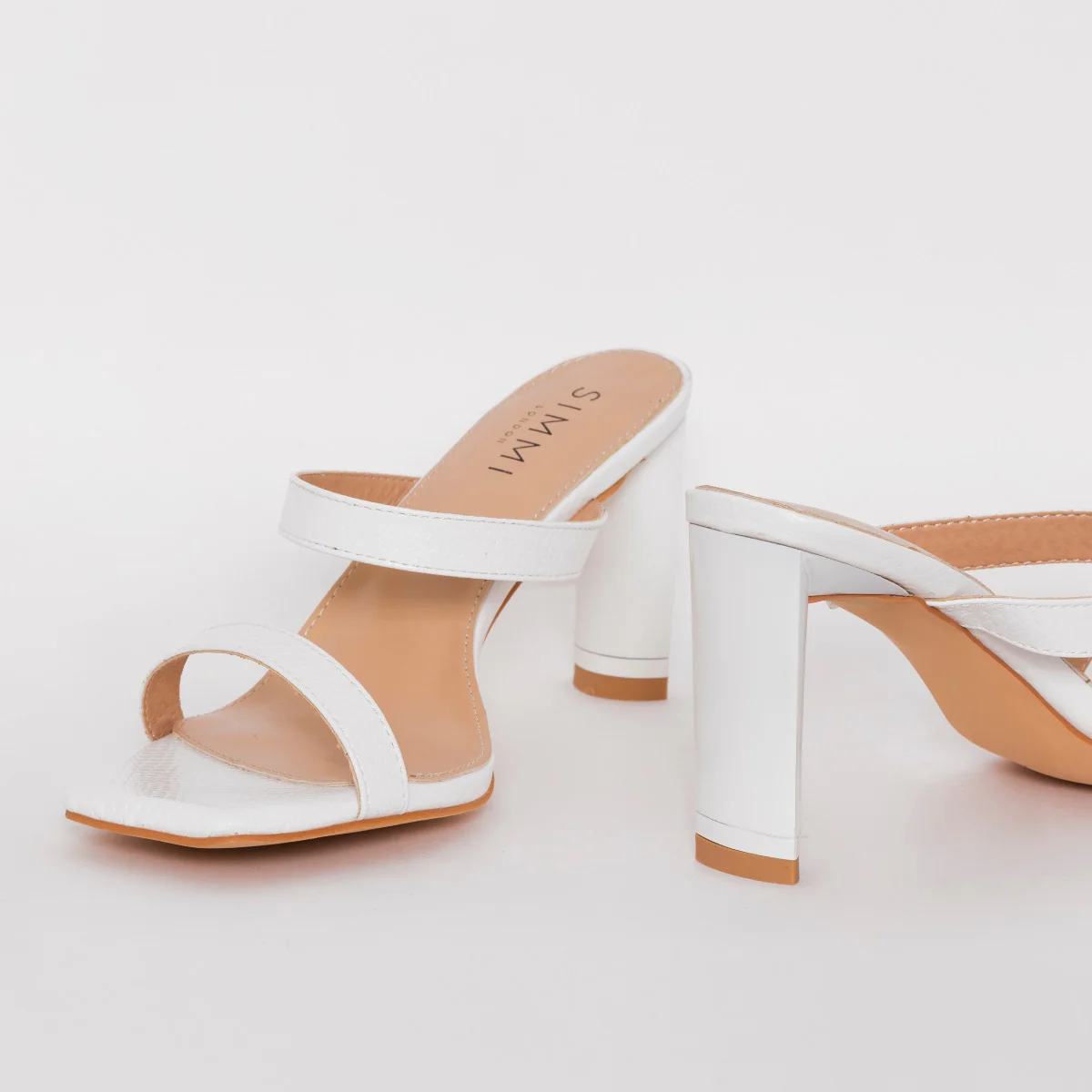 Dalla Wide Fit White Snake Print Mid Heel Mules - Image 4