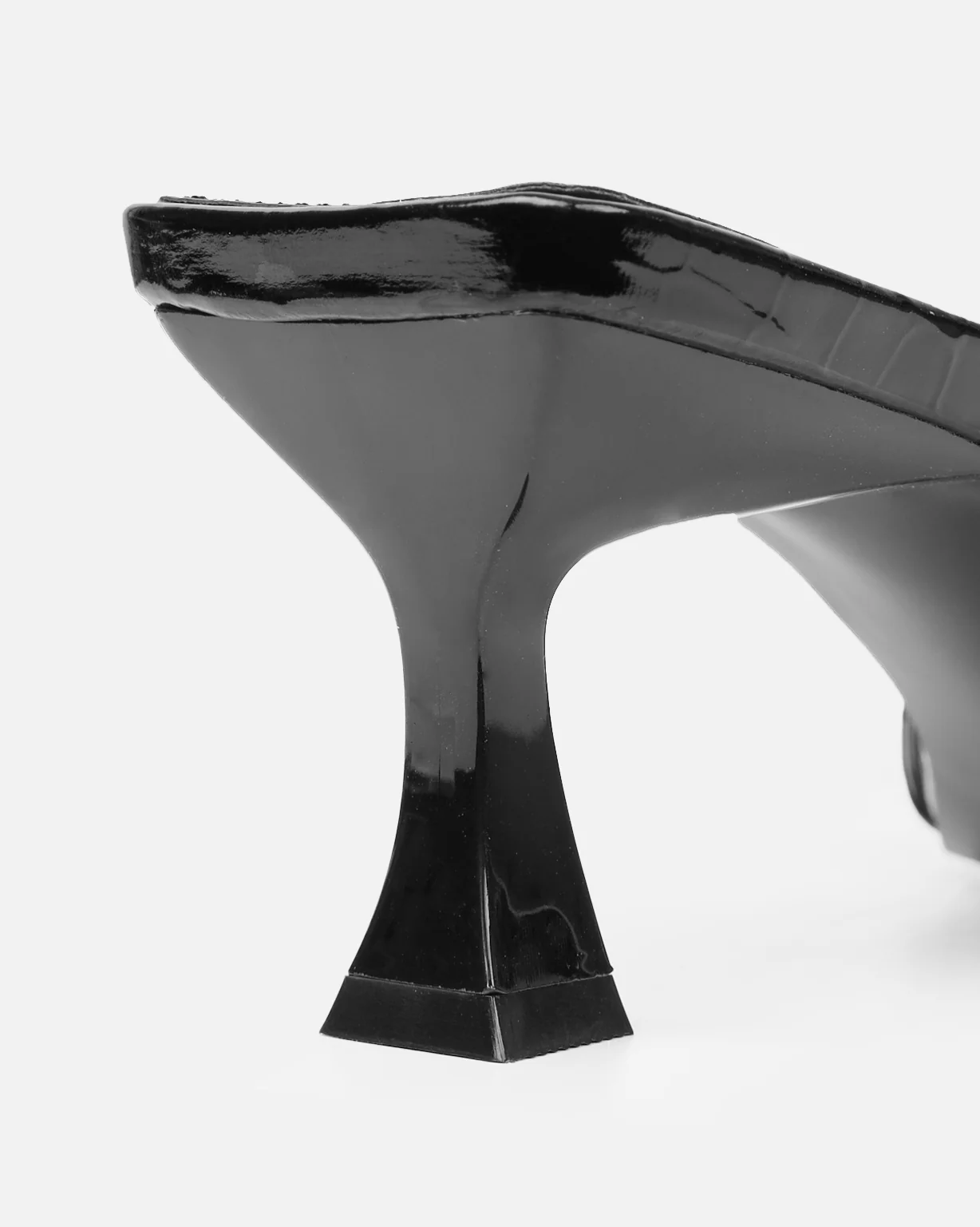 Dallyn Black Faux Croc Mule Heeled Sandals - Image 3