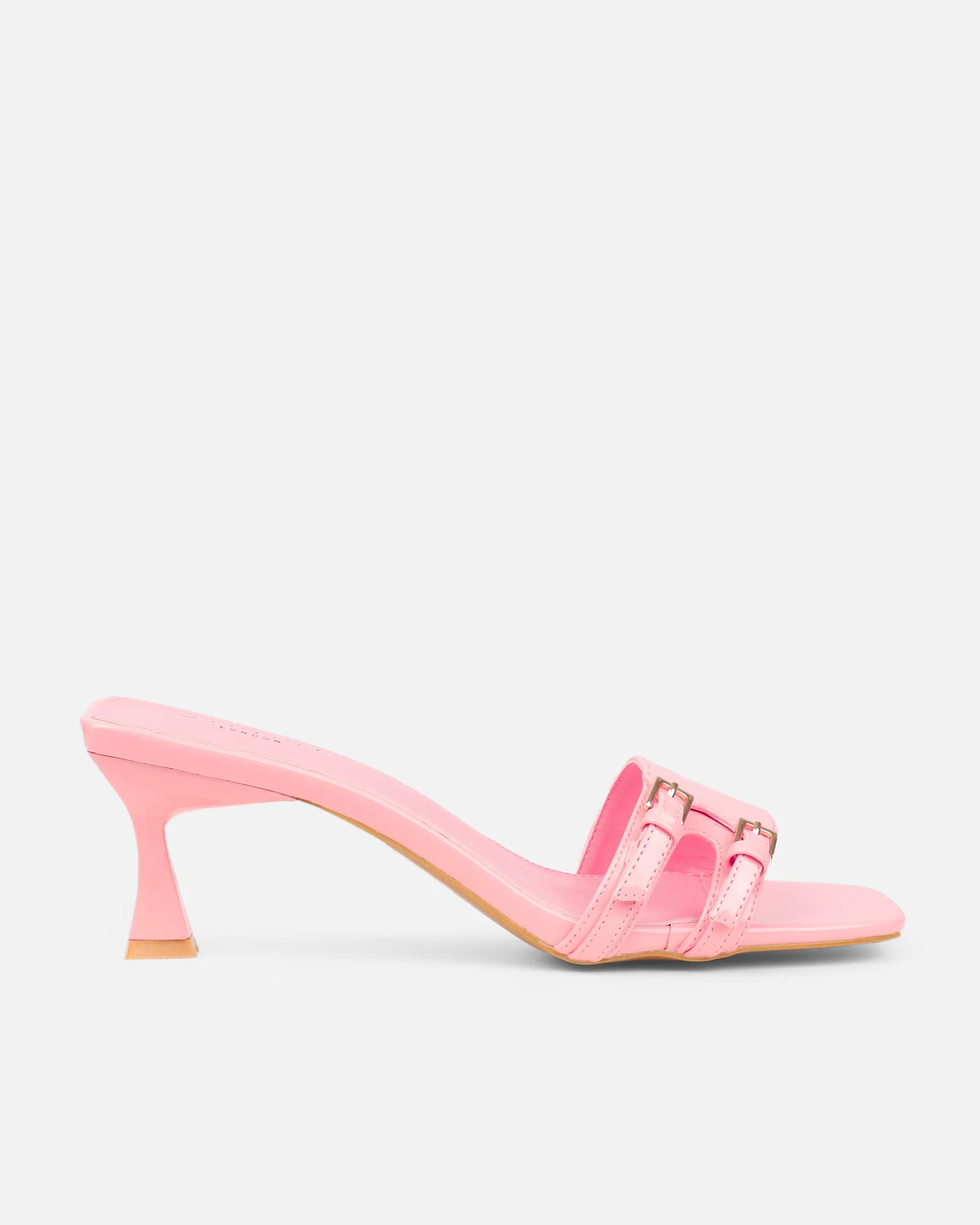 Dallyn Pink Patent Mule Heeled Sandals - Image 2