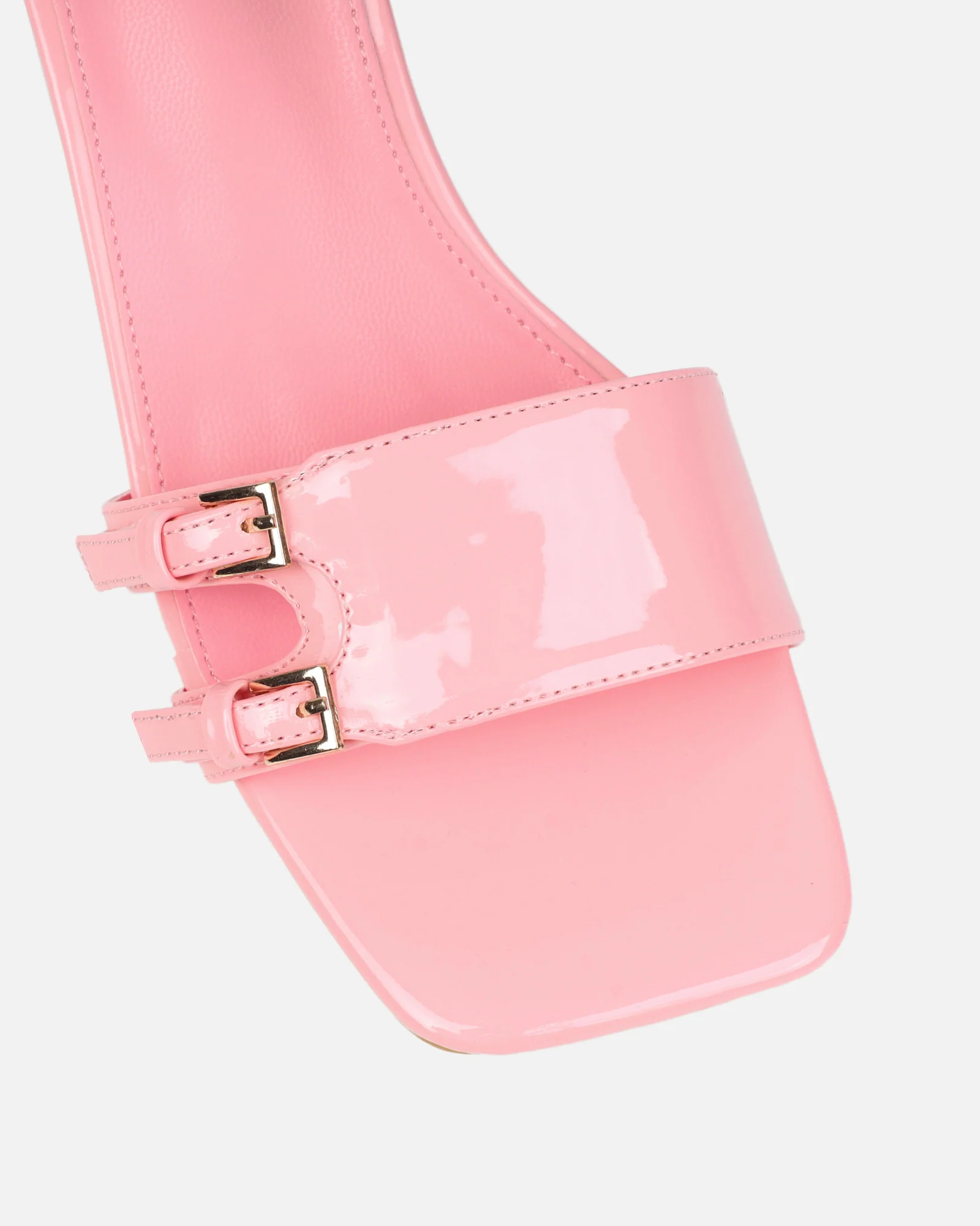 Dallyn Pink Patent Mule Heeled Sandals - Image 4
