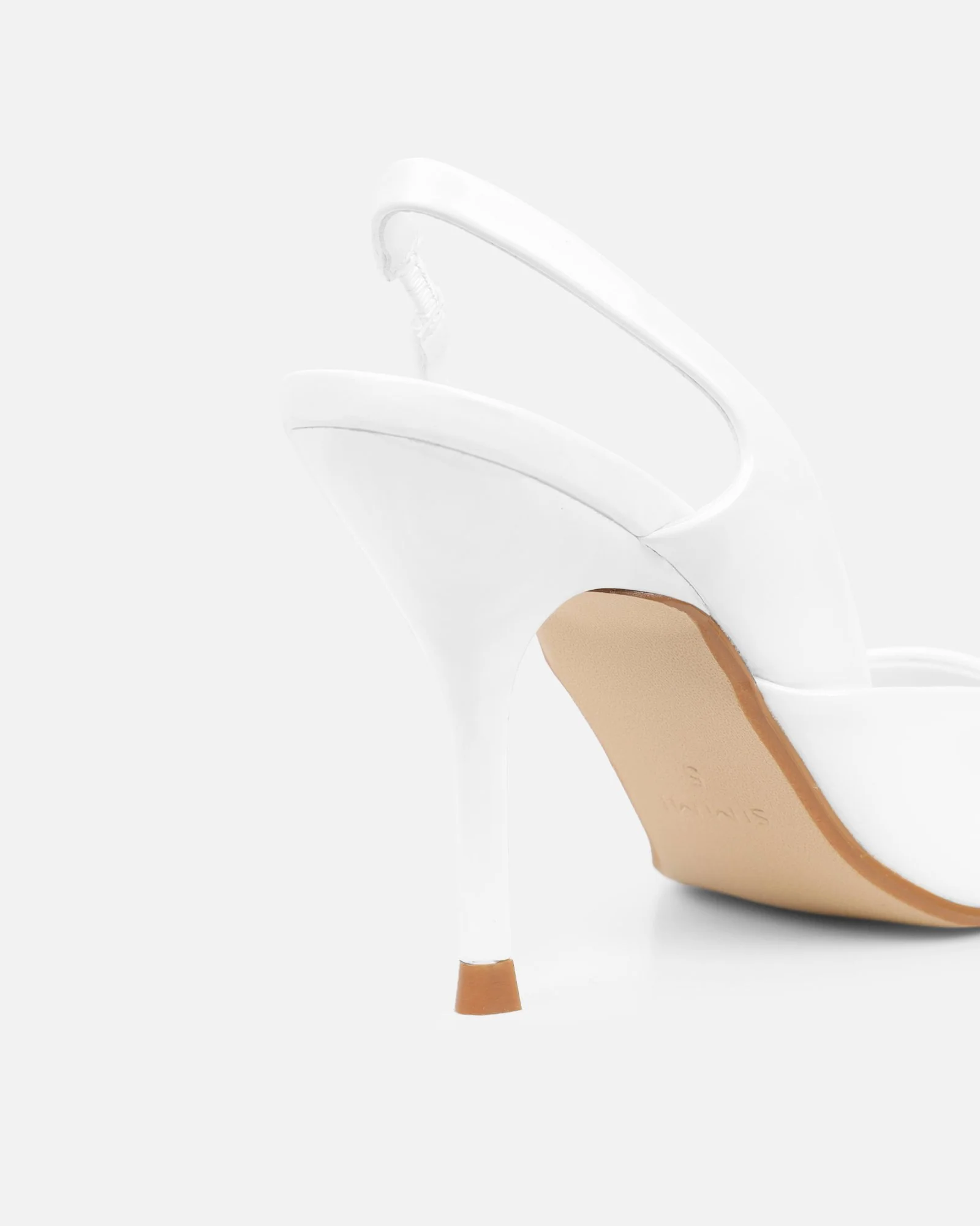 Darcia White Box Sling Back Court Shoes - Image 3