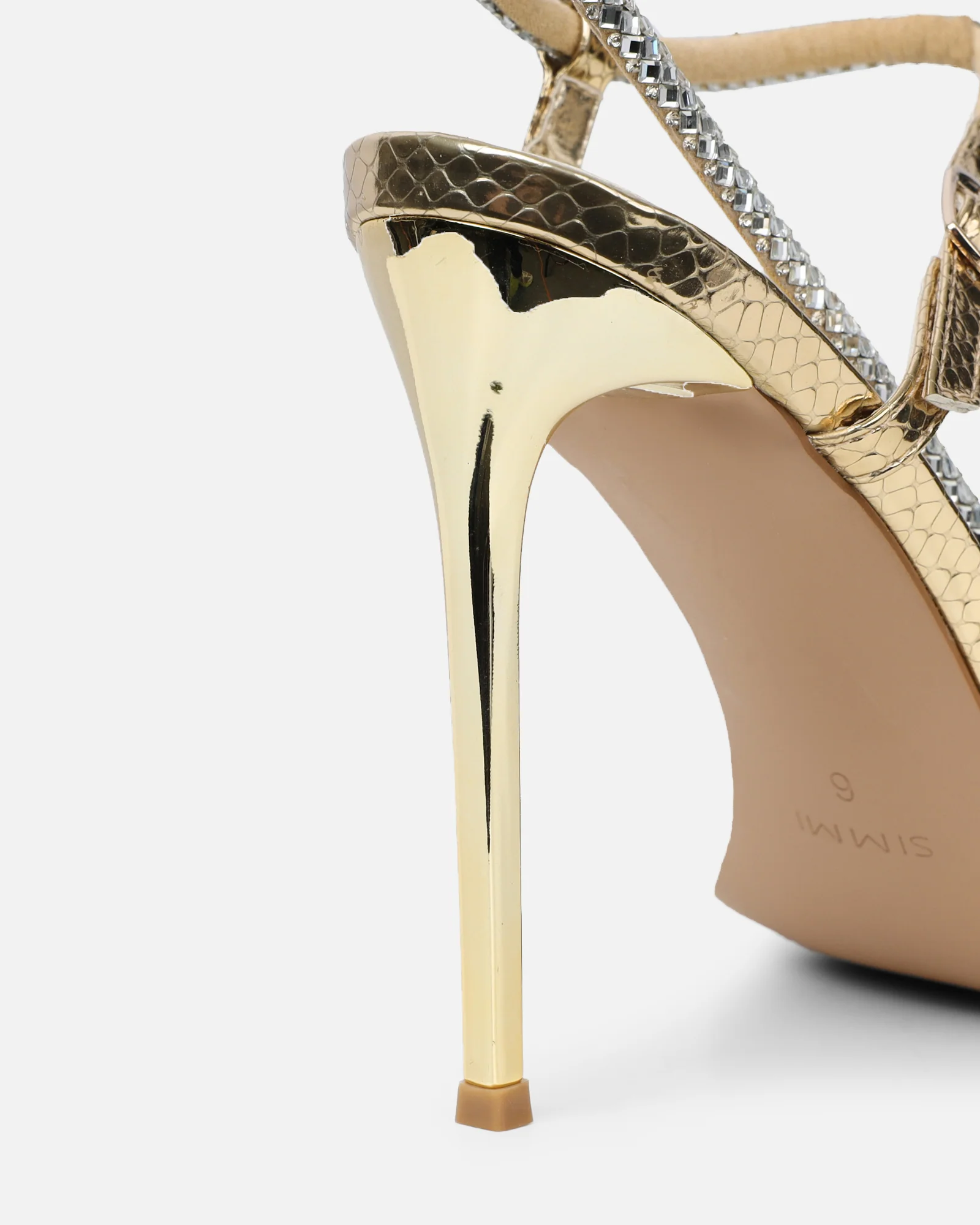Darlina Gold Snake Diamante Heeled Sandals - Image 3