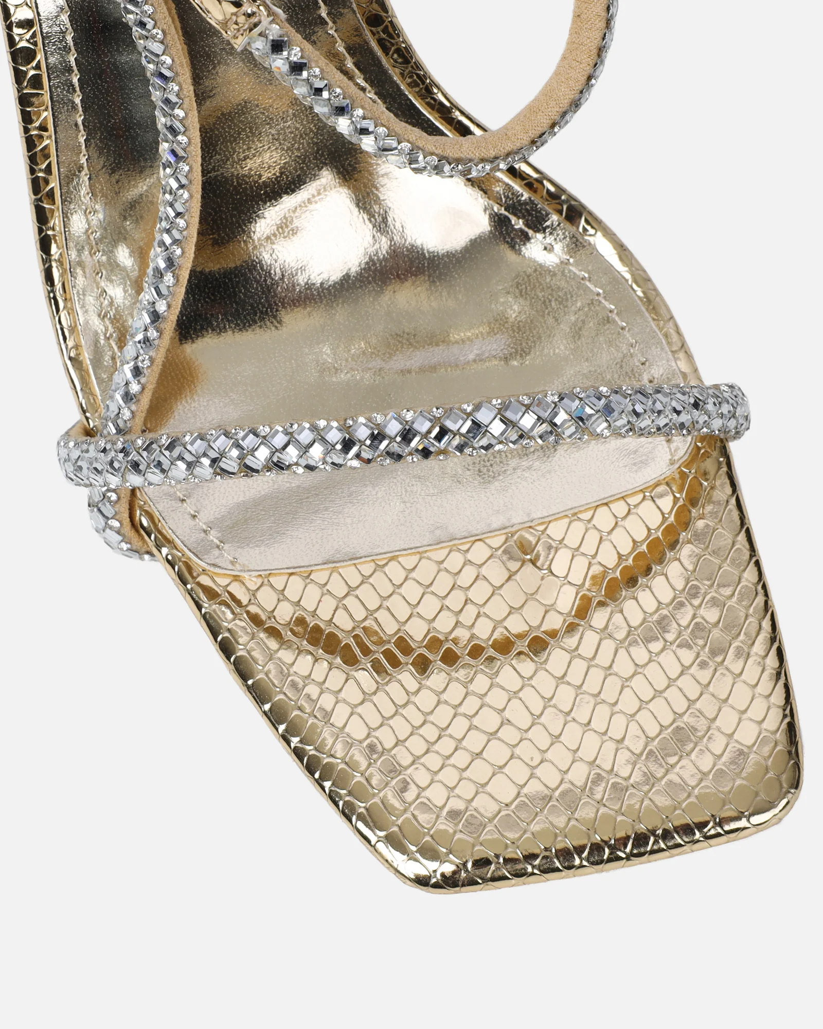 Darlina Gold Snake Diamante Heeled Sandals - Image 4