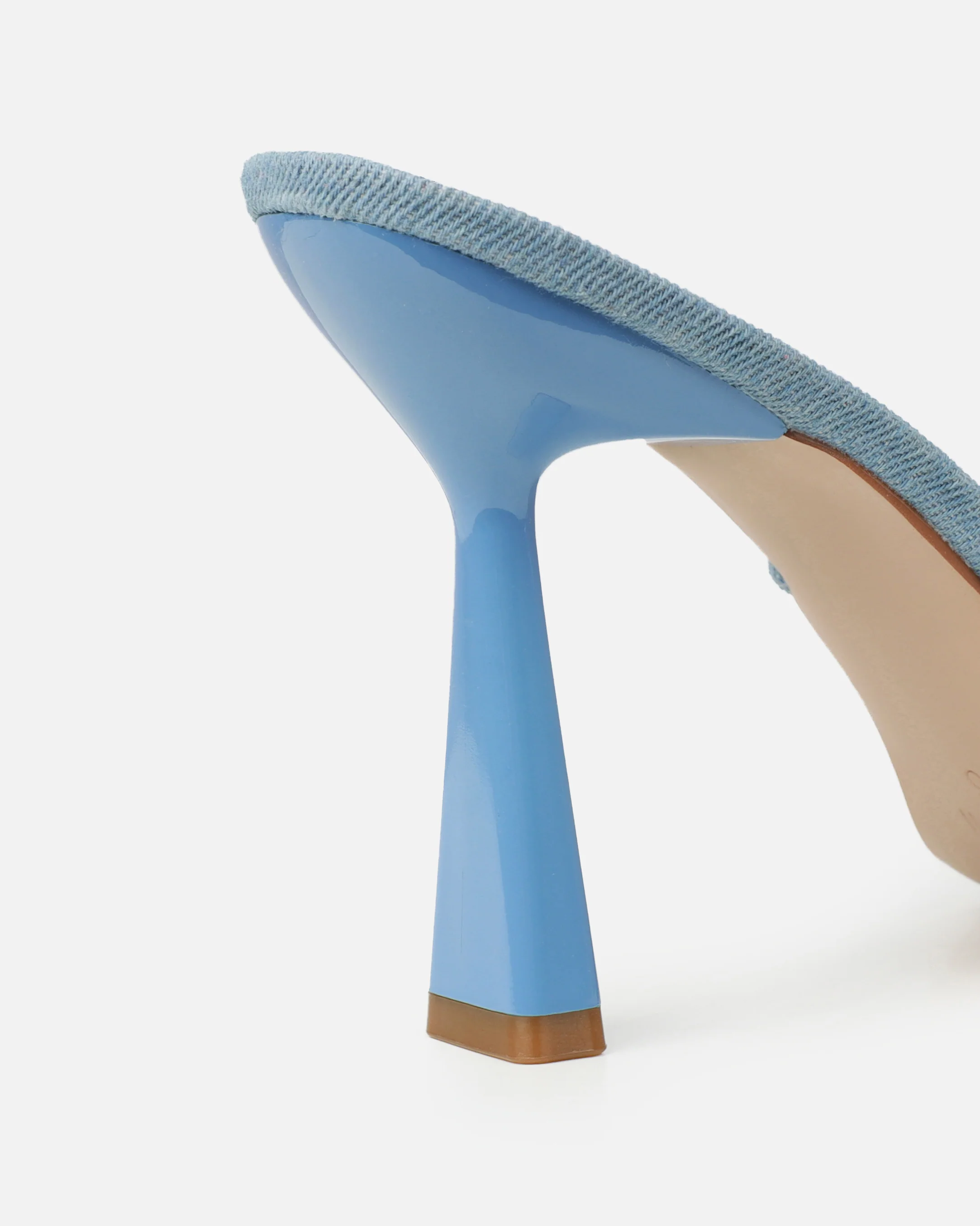 Davina Blue Denim Diamante Bow Lace Up Court Shoes - Image 3