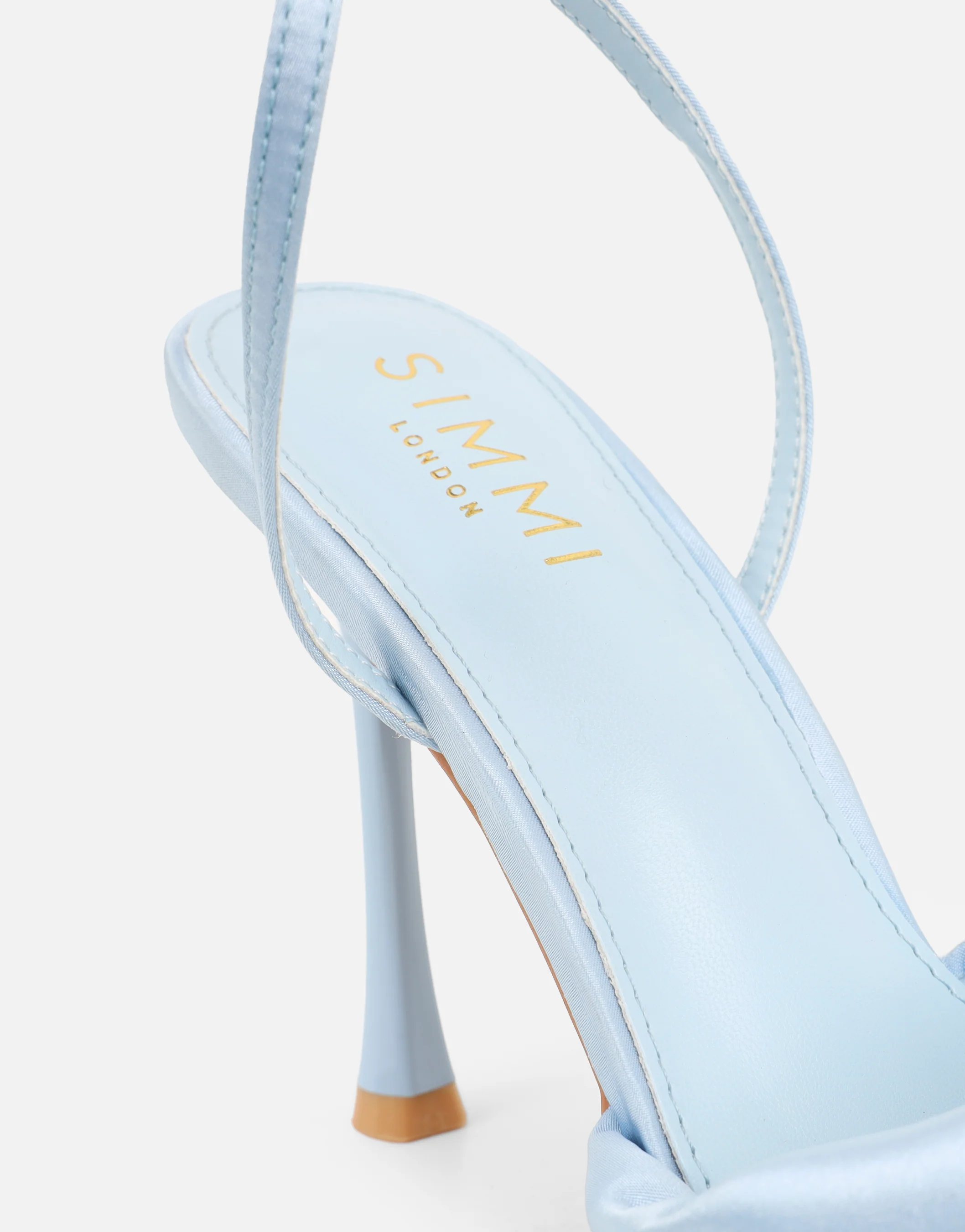 Delilah Blue Satin Ruched Heeled Sandals - Image 3