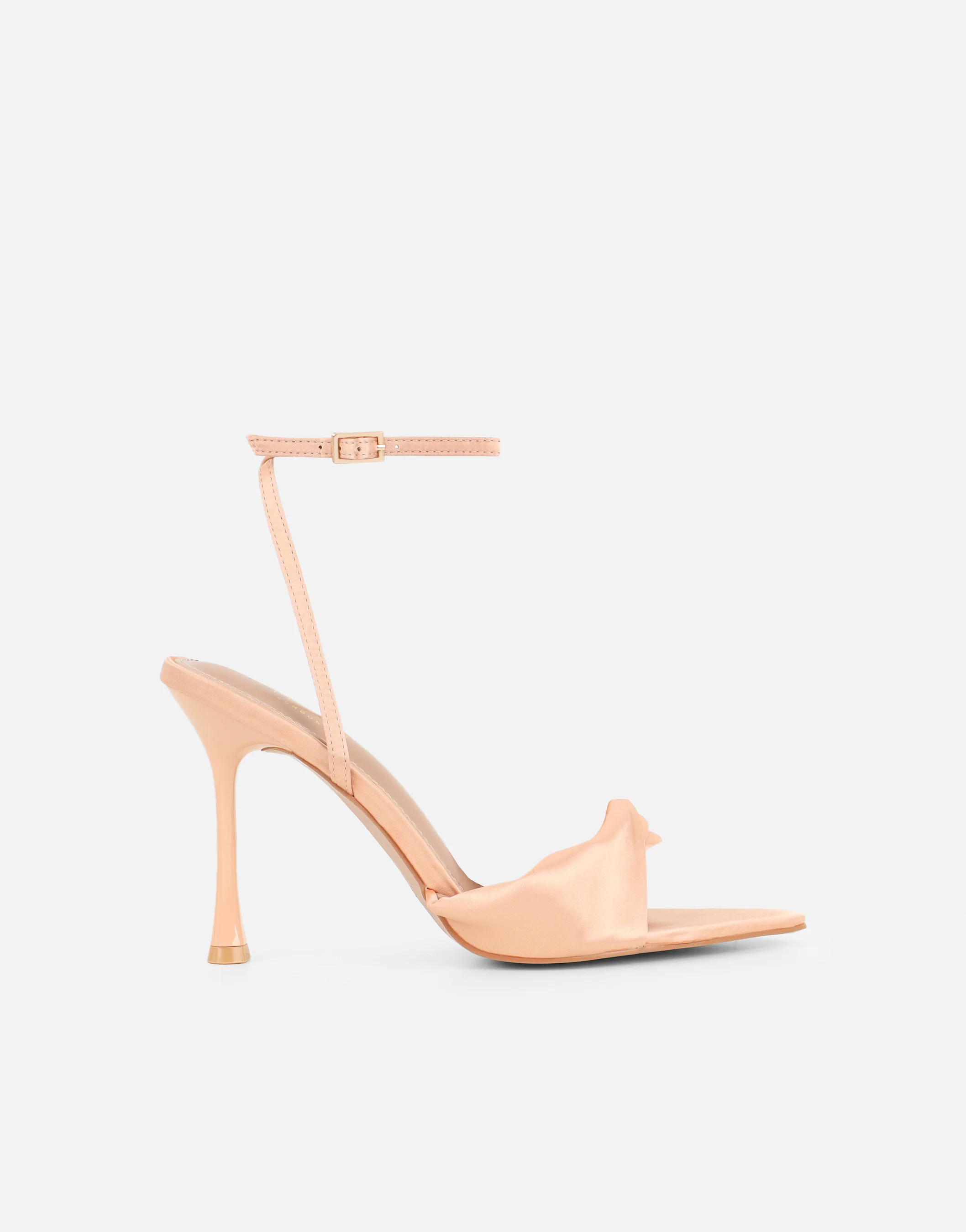 Delilah Blush Satin Ruched Heeled Sandals - Image 2