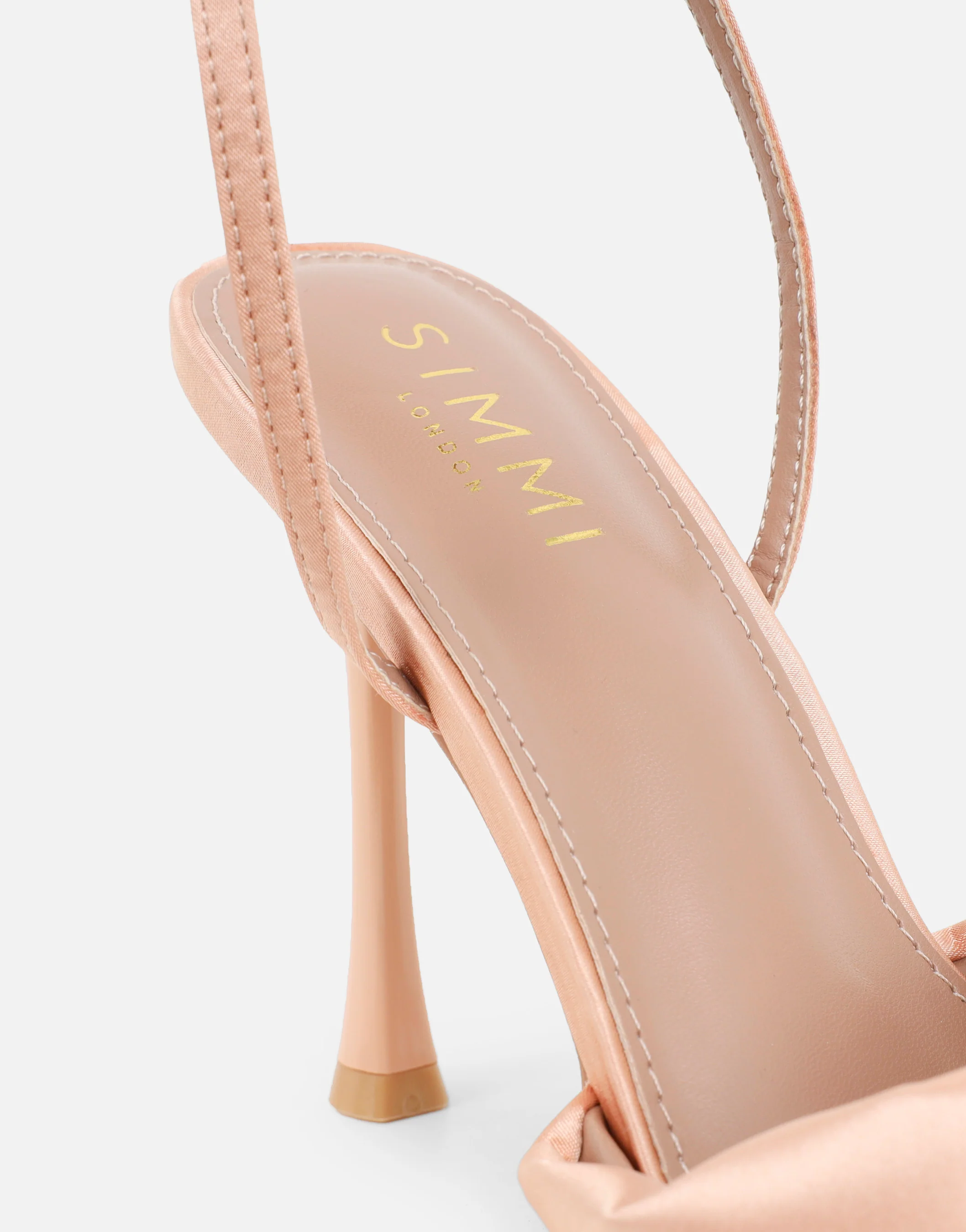 Delilah Blush Satin Ruched Heeled Sandals - Image 3