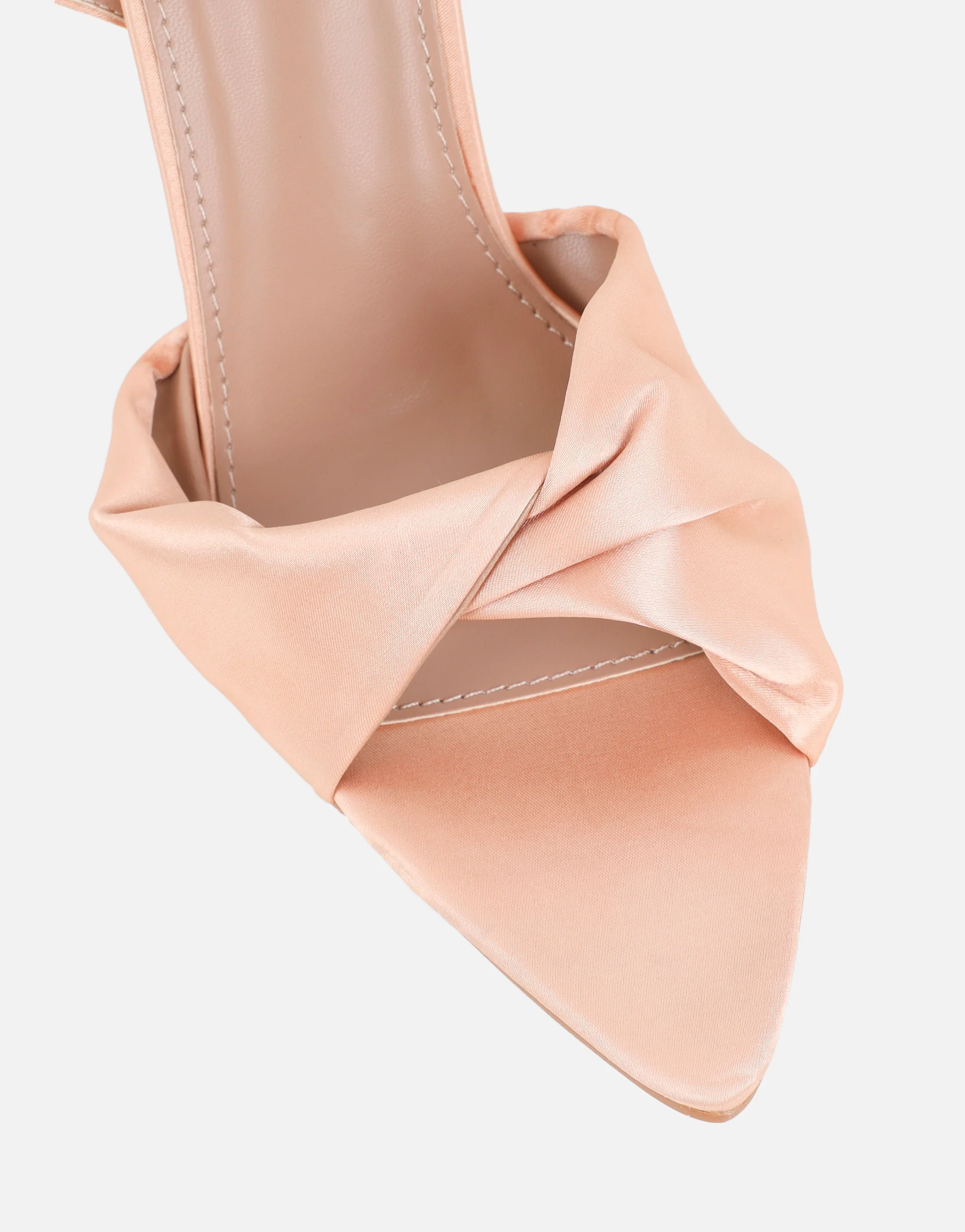 Delilah Blush Satin Ruched Heeled Sandals - Image 4