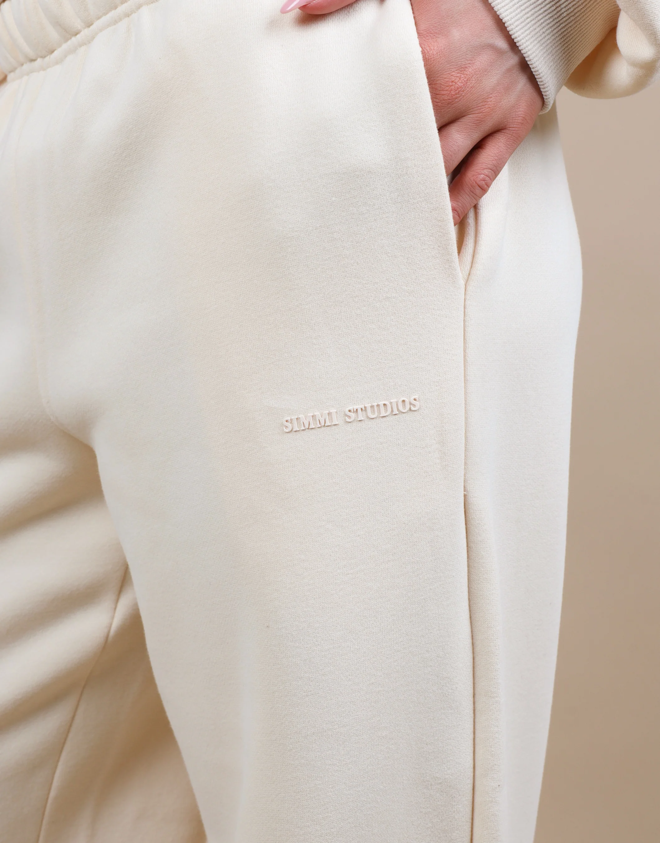 Demi Straight Leg Joggers In Cream - Image 5