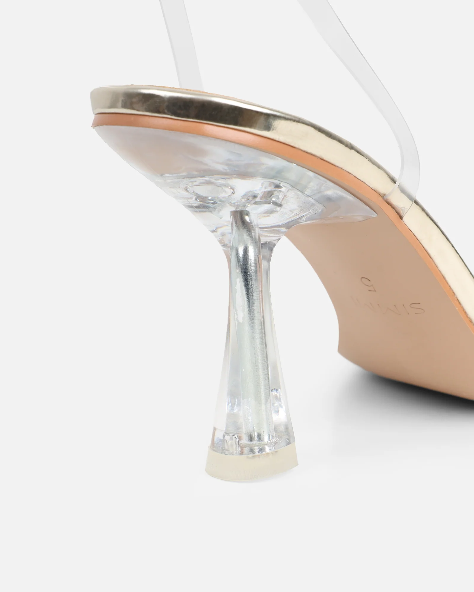 Diamond Gold Clear Diamante Mid Heels - Image 3