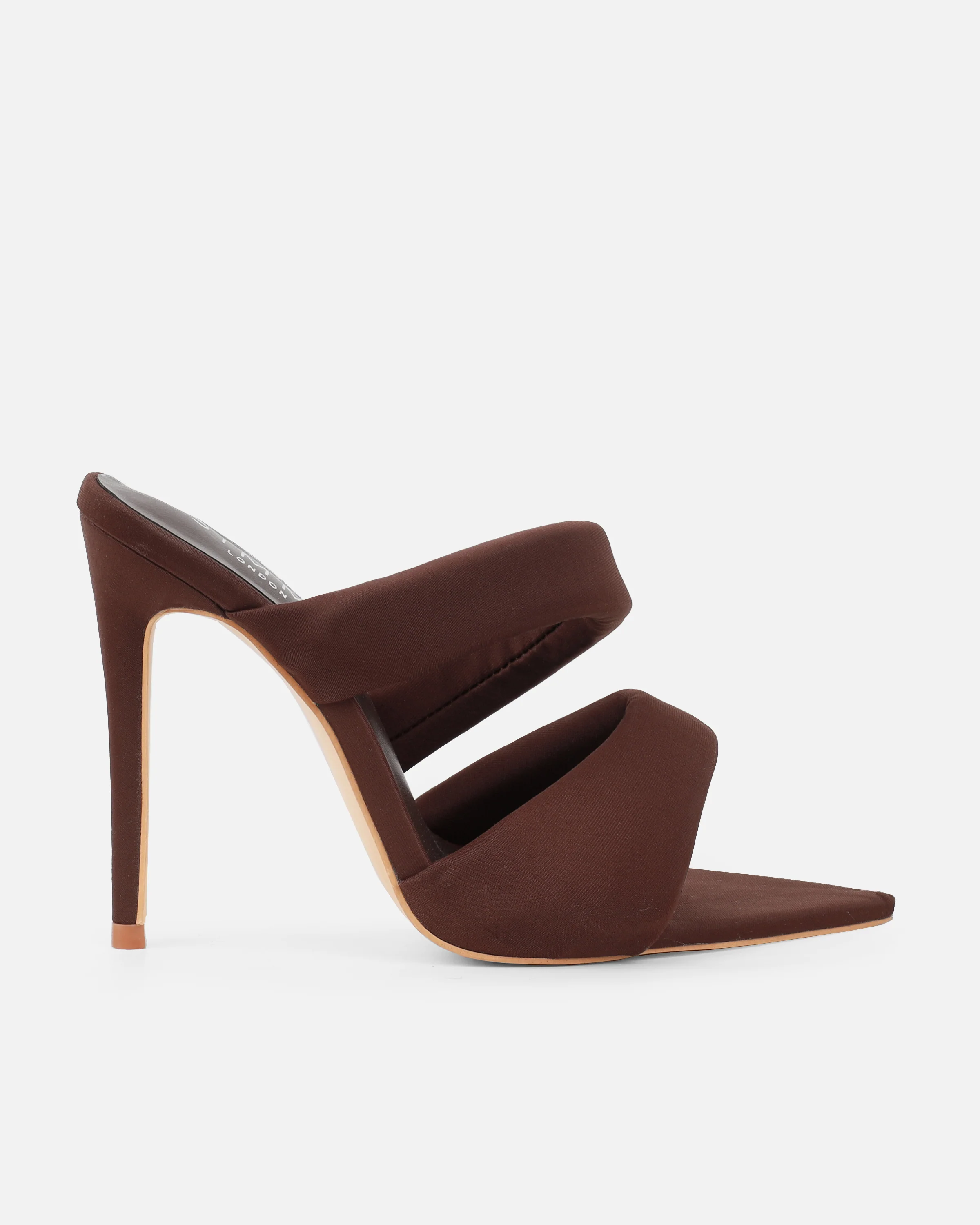 Dio Chocolate Lycra Pointed Toe Heeled Sandals - Image 2
