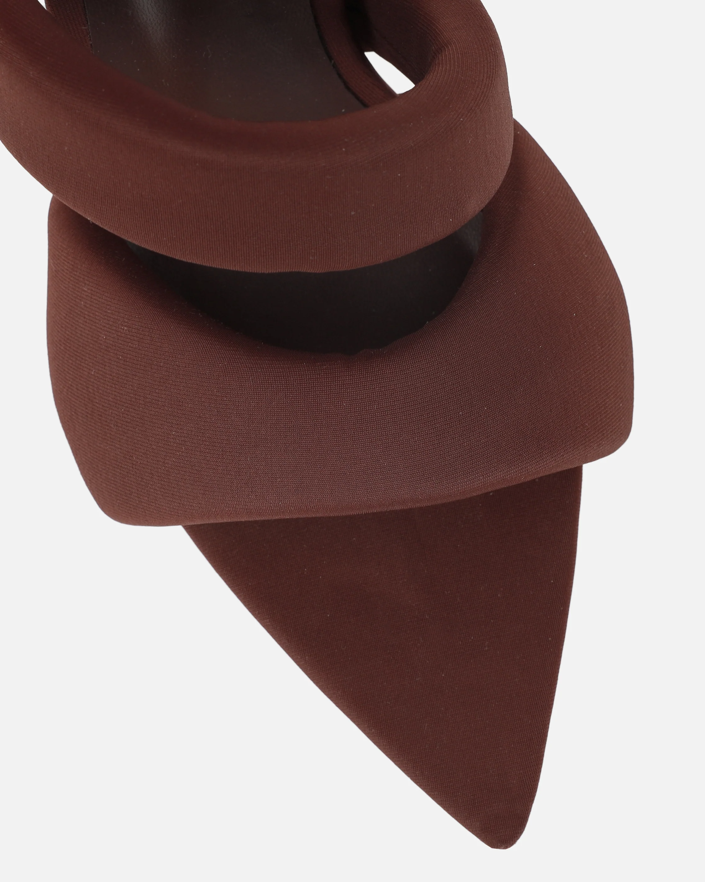 Dio Chocolate Lycra Pointed Toe Heeled Sandals - Image 4