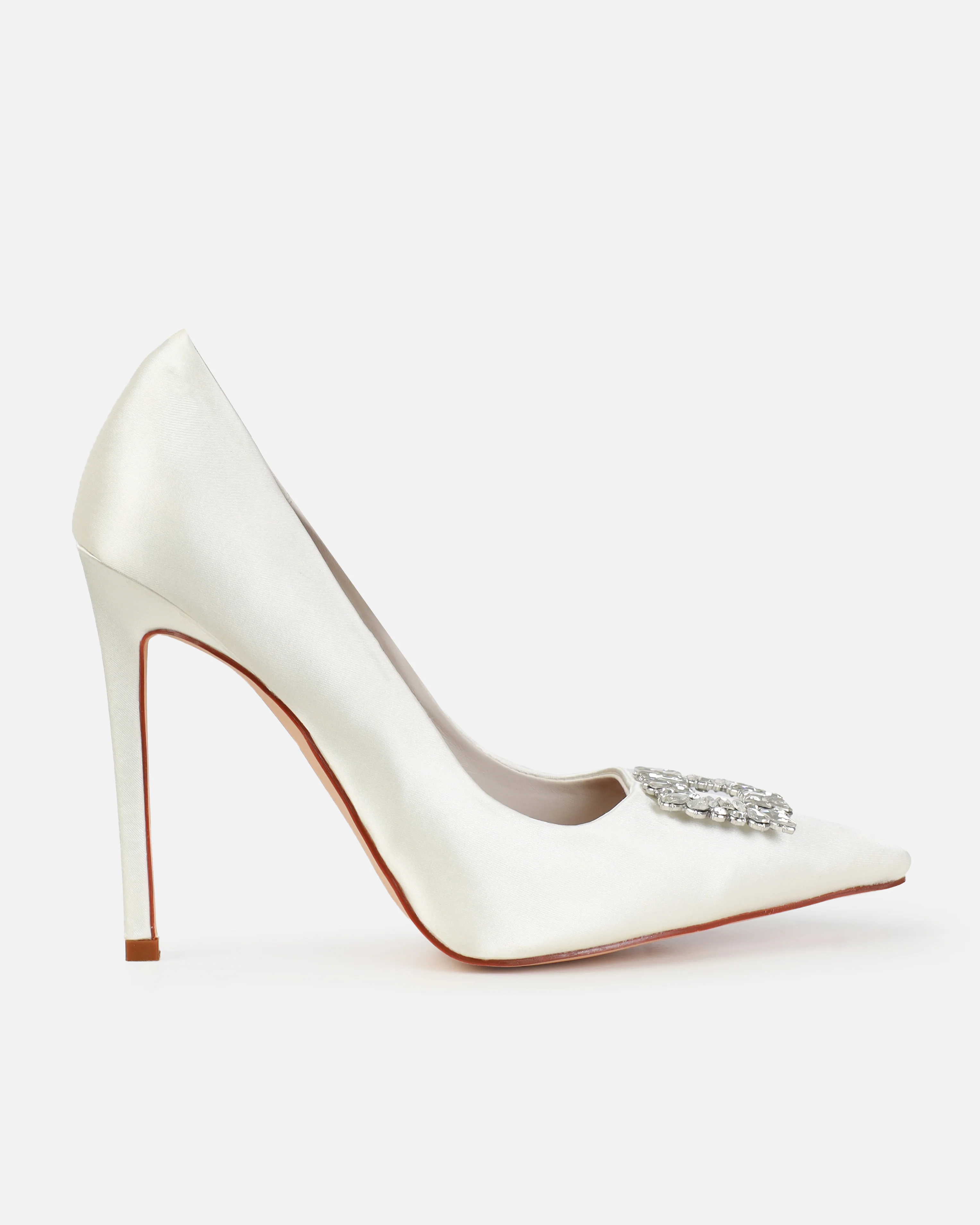 Dionne Crowe Sparkle Ivory Satin Diamante Court Shoes - Image 2