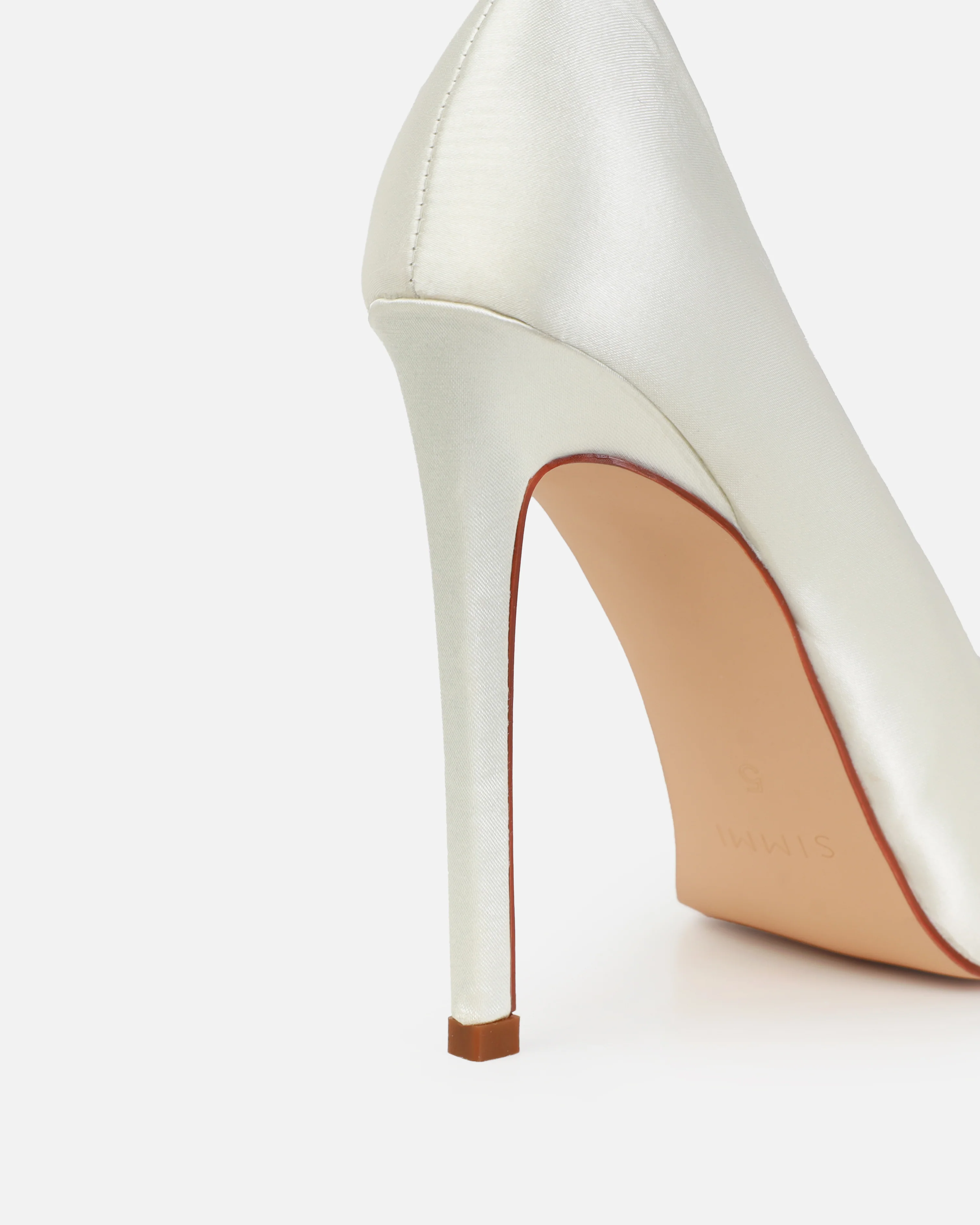 Dionne Crowe Sparkle Ivory Satin Diamante Court Shoes - Image 3