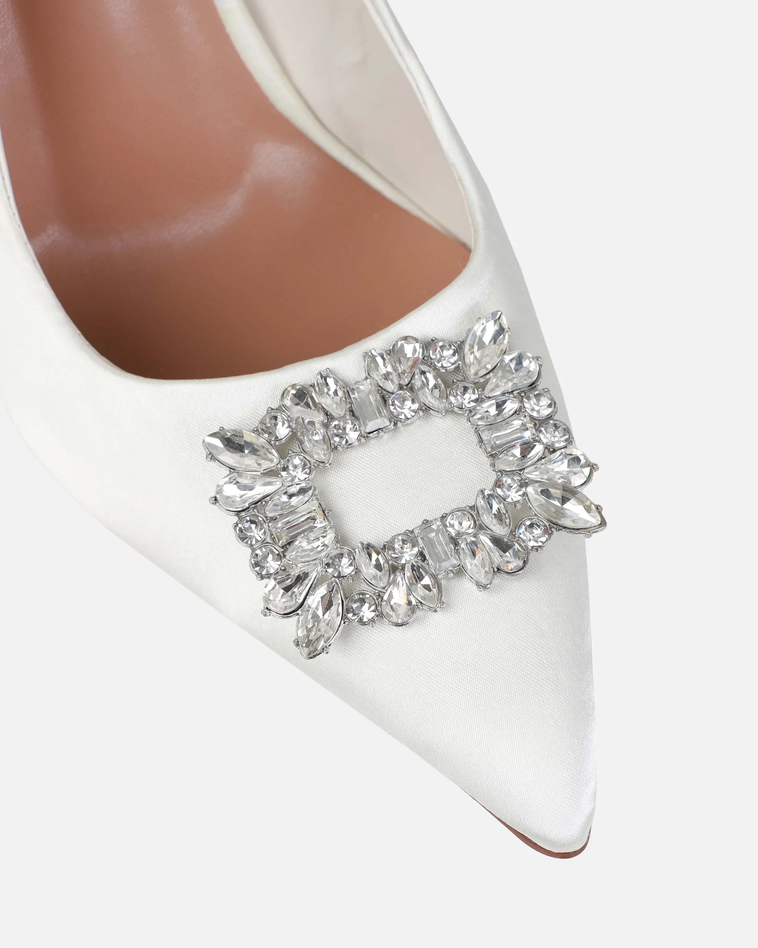 Dionne Crowe Sparkle Ivory Satin Diamante Court Shoes - Image 4
