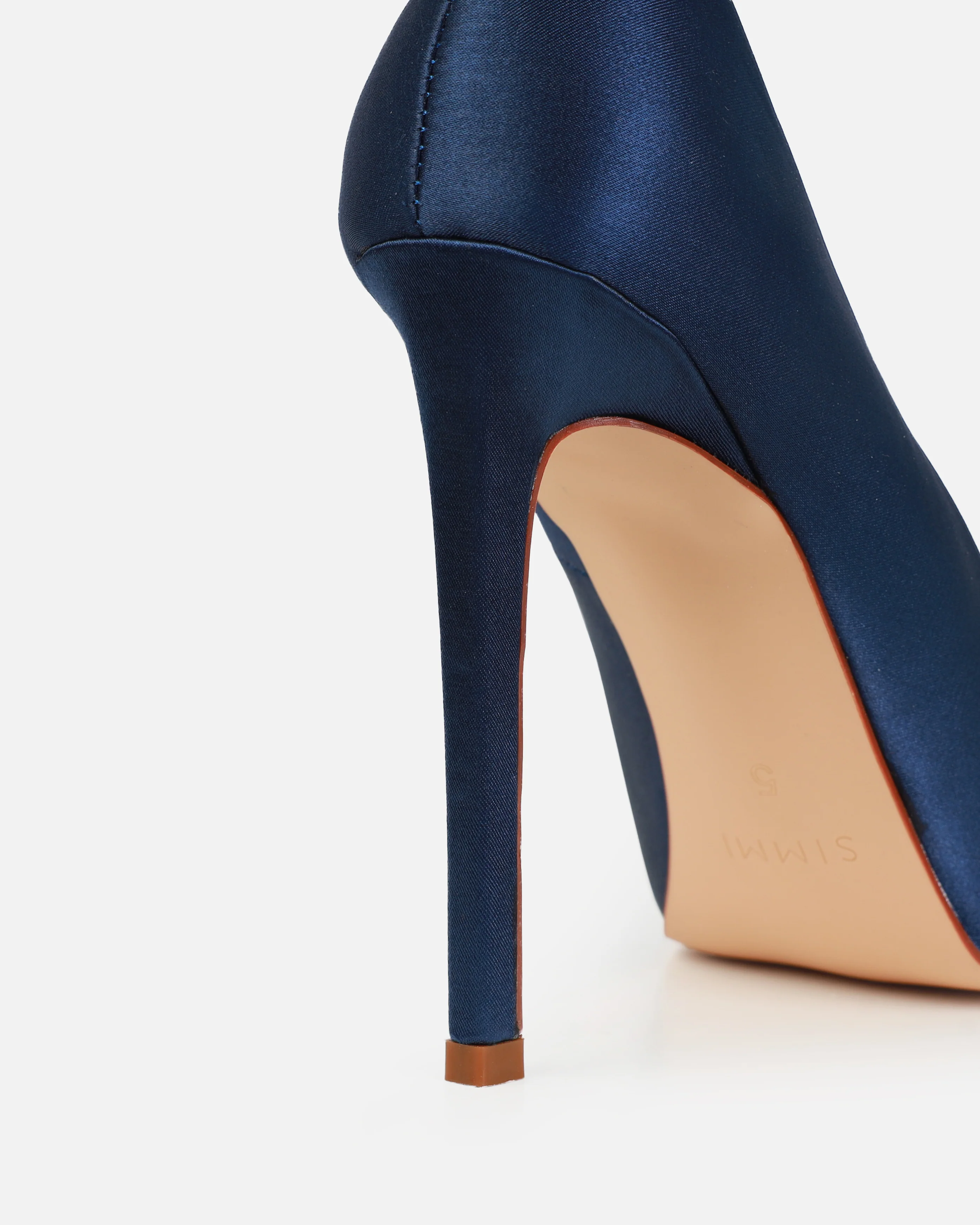 Dionne Crowe Sparkle Navy Satin Diamante Court Shoes - Image 3