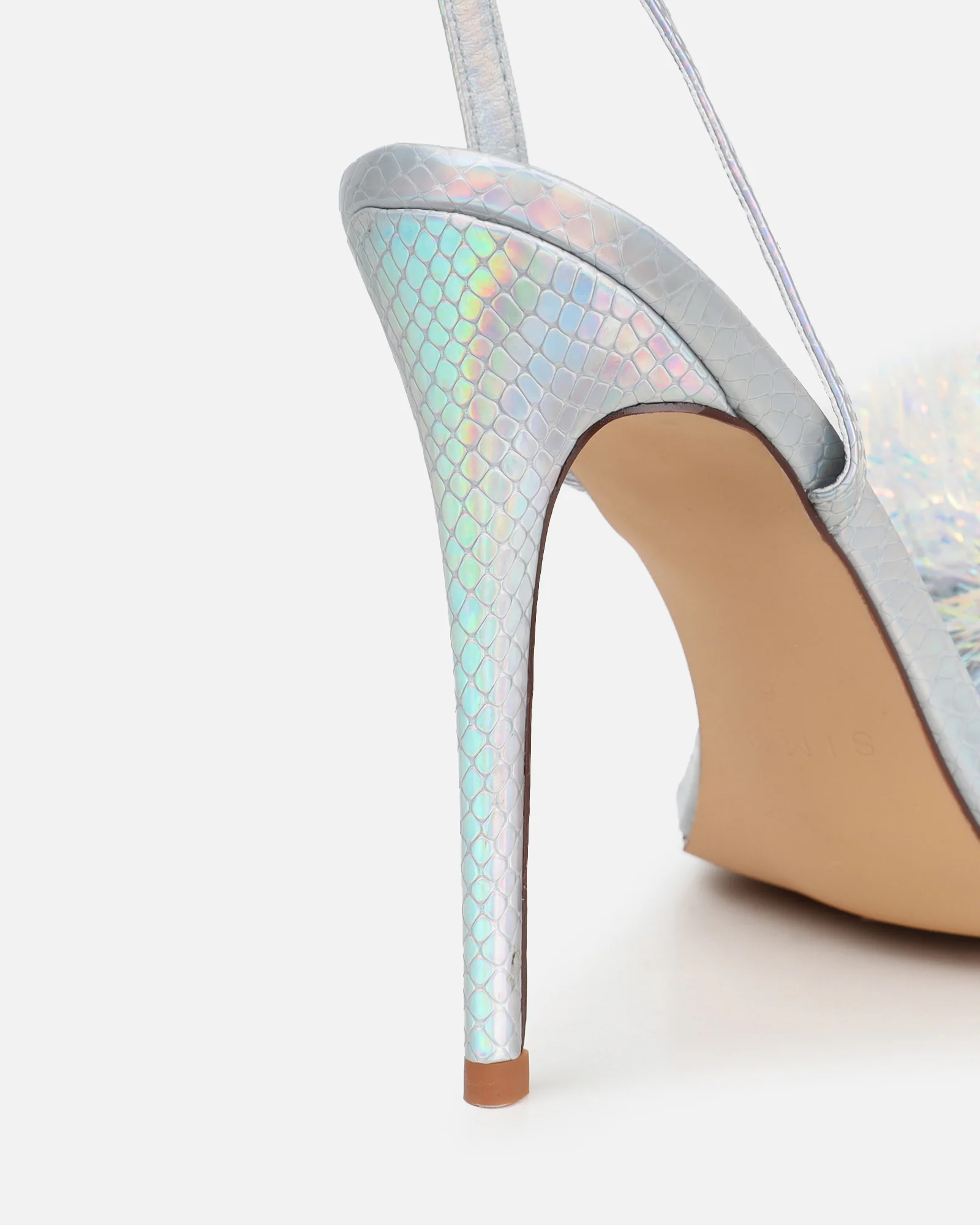 Doris Silver Holographic Tinsel Heeled Sandals - Image 3