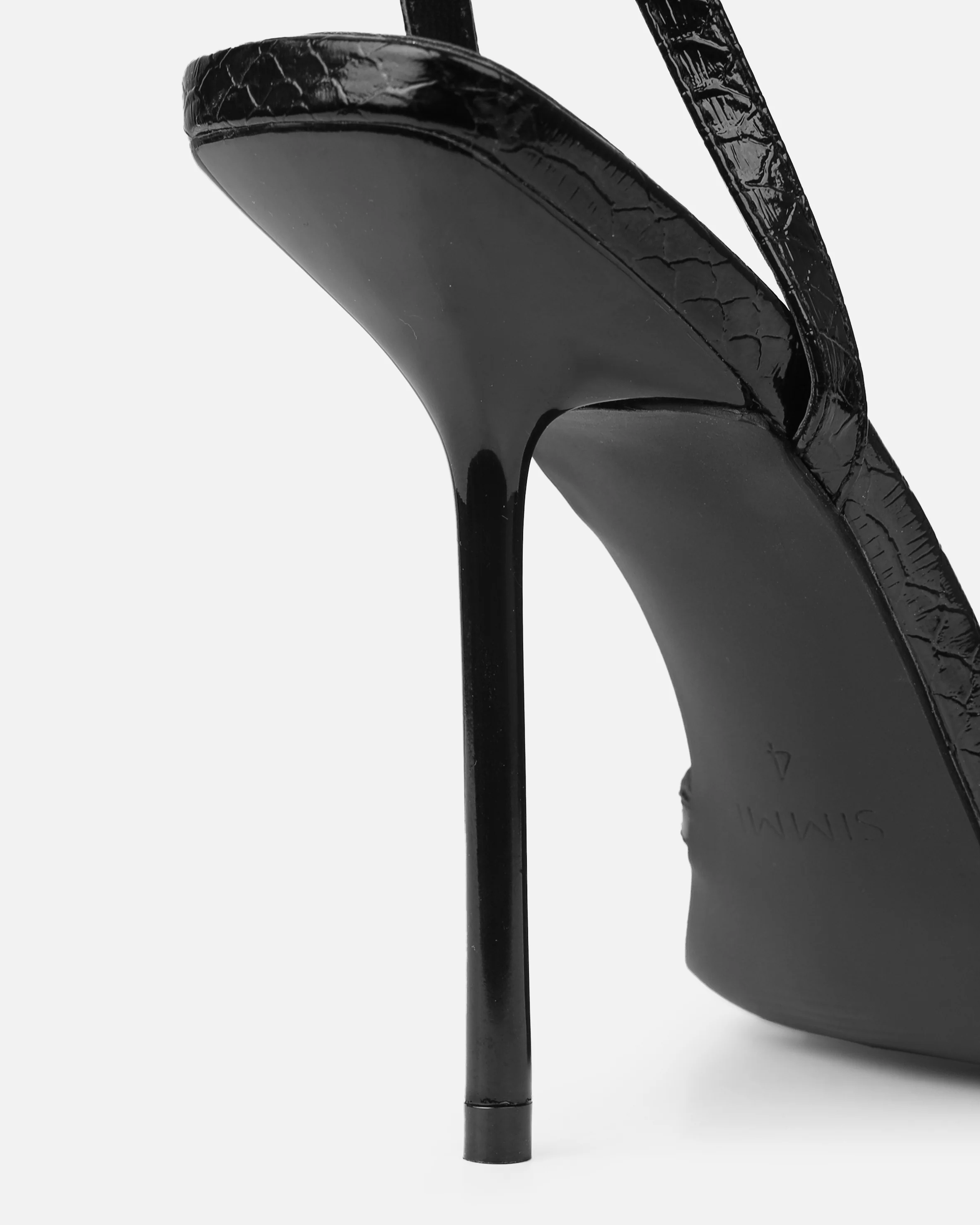 Dovie Black Faux Snake Print Gem Heels - Image 3