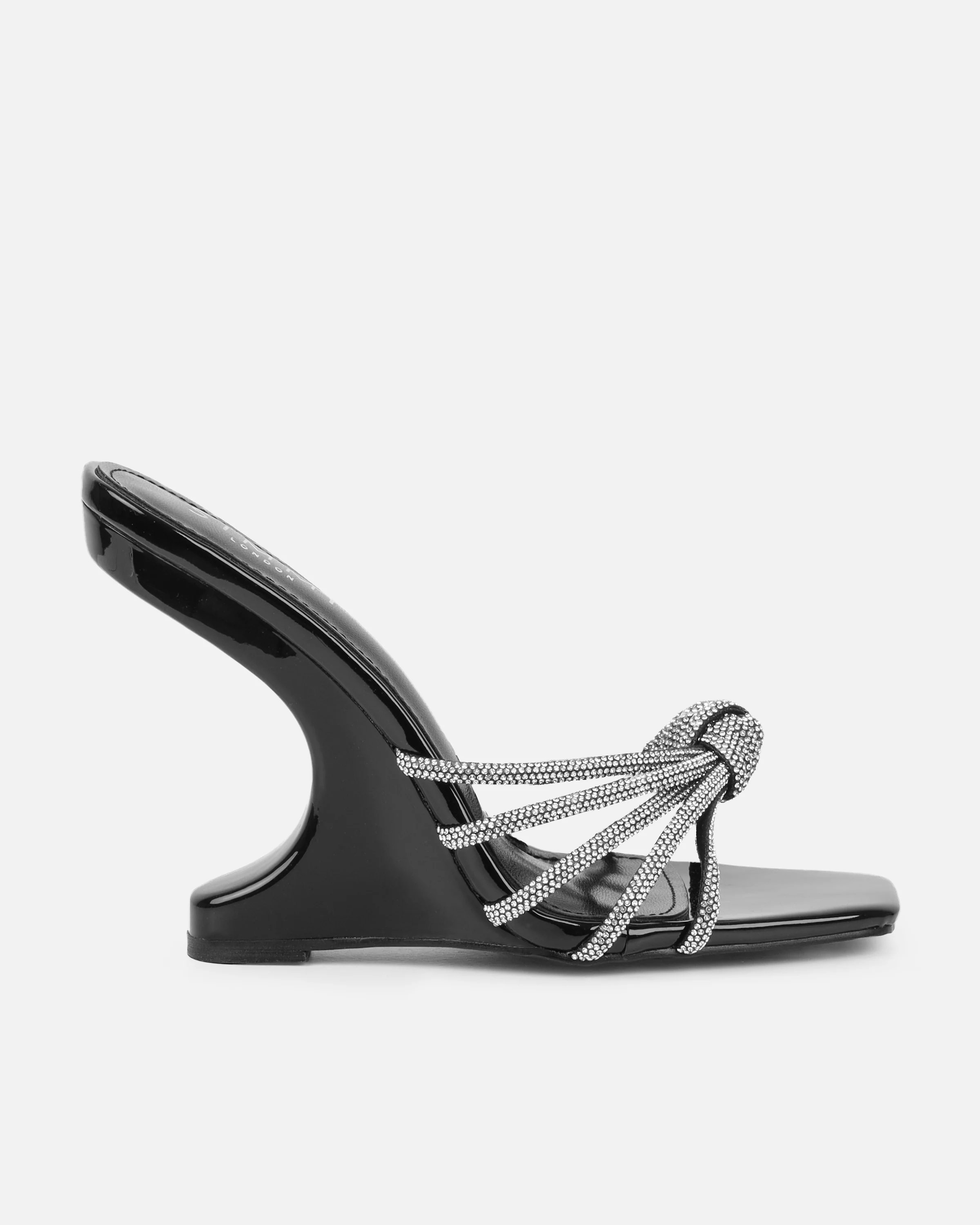 Dreaa Black Diamante Wedge Mules - Image 2
