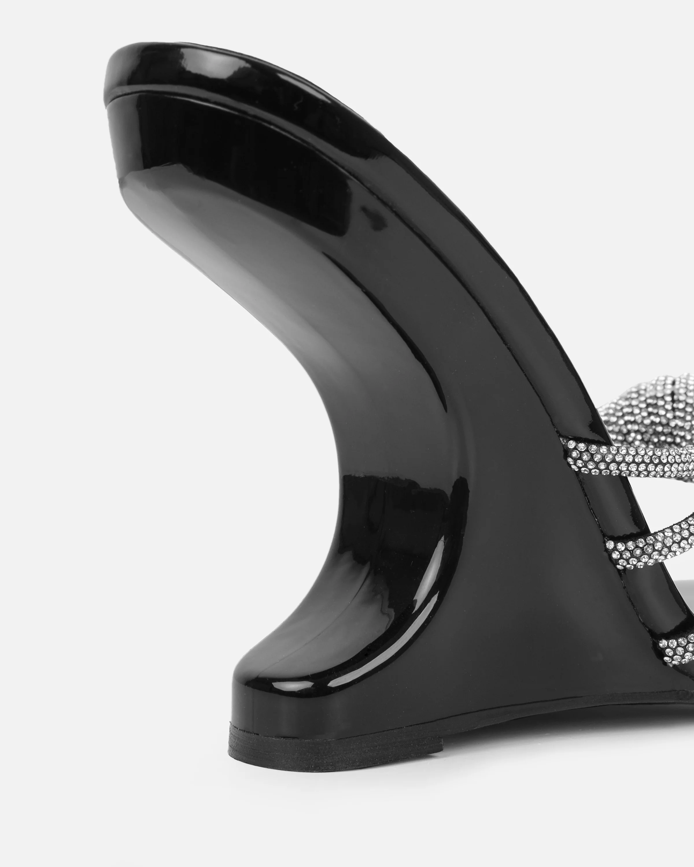 Dreaa Black Diamante Wedge Mules - Image 3