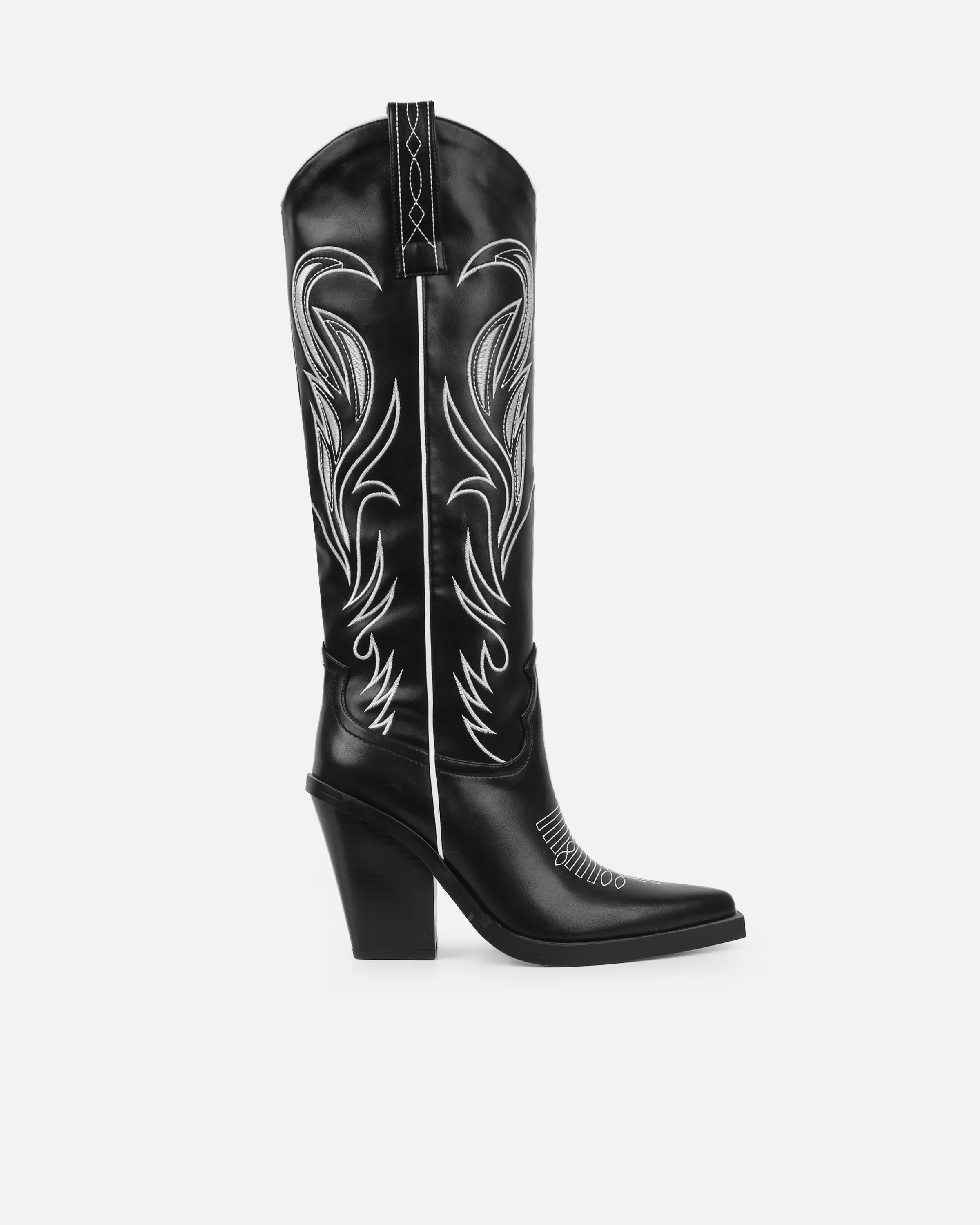 Eagon Black Knee High Western Boots - Image 2